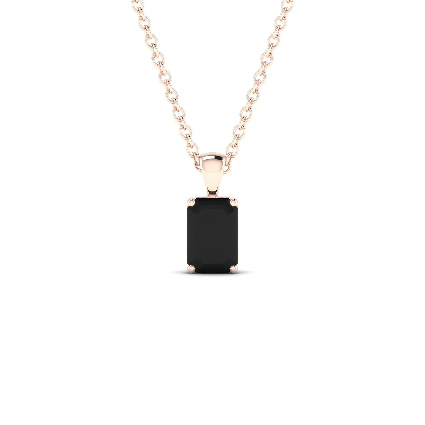 Reverse | 18k Rose Gold 6 x 4 mm Emerald Black Diamond Pendant