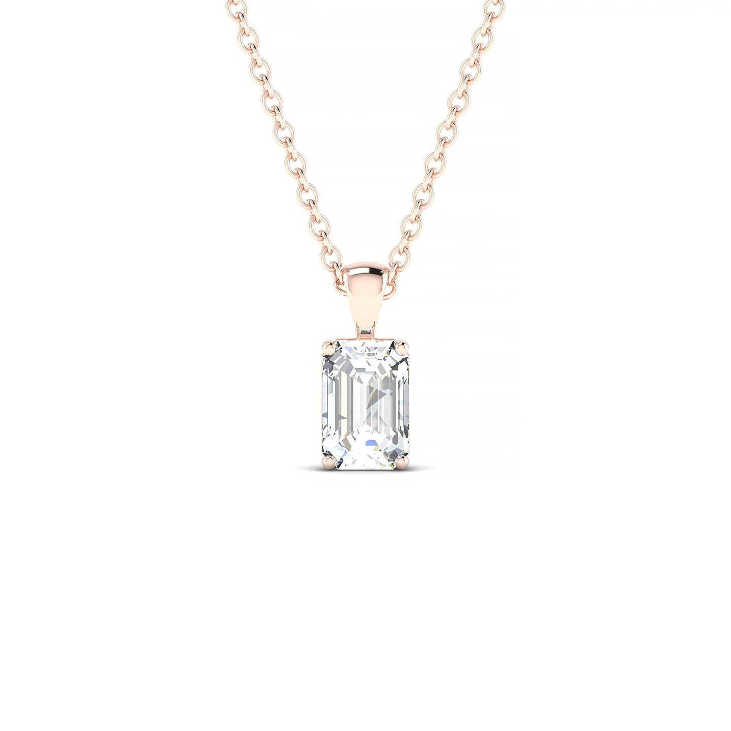Reverse | 18k Rose Gold 6 x 4 mm Emerald Diamond Pendant