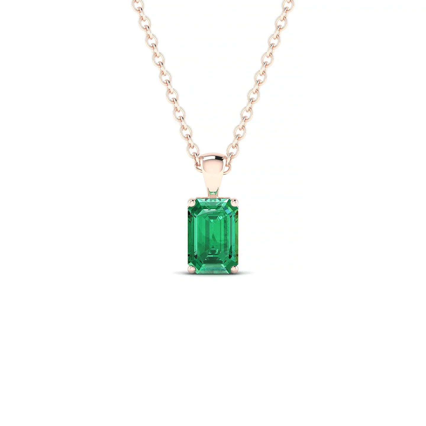 Reverse | 18k Rose Gold 6 x 4 mm Emerald Emerald Pendant
