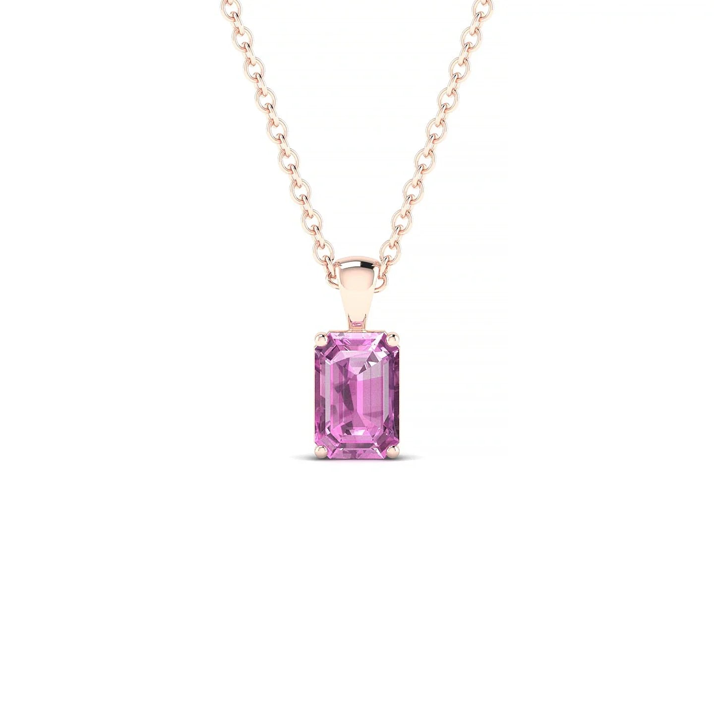 Reverse | 18k Rose Gold 6 x 4 mm Emerald Pink Sapphire Pendant