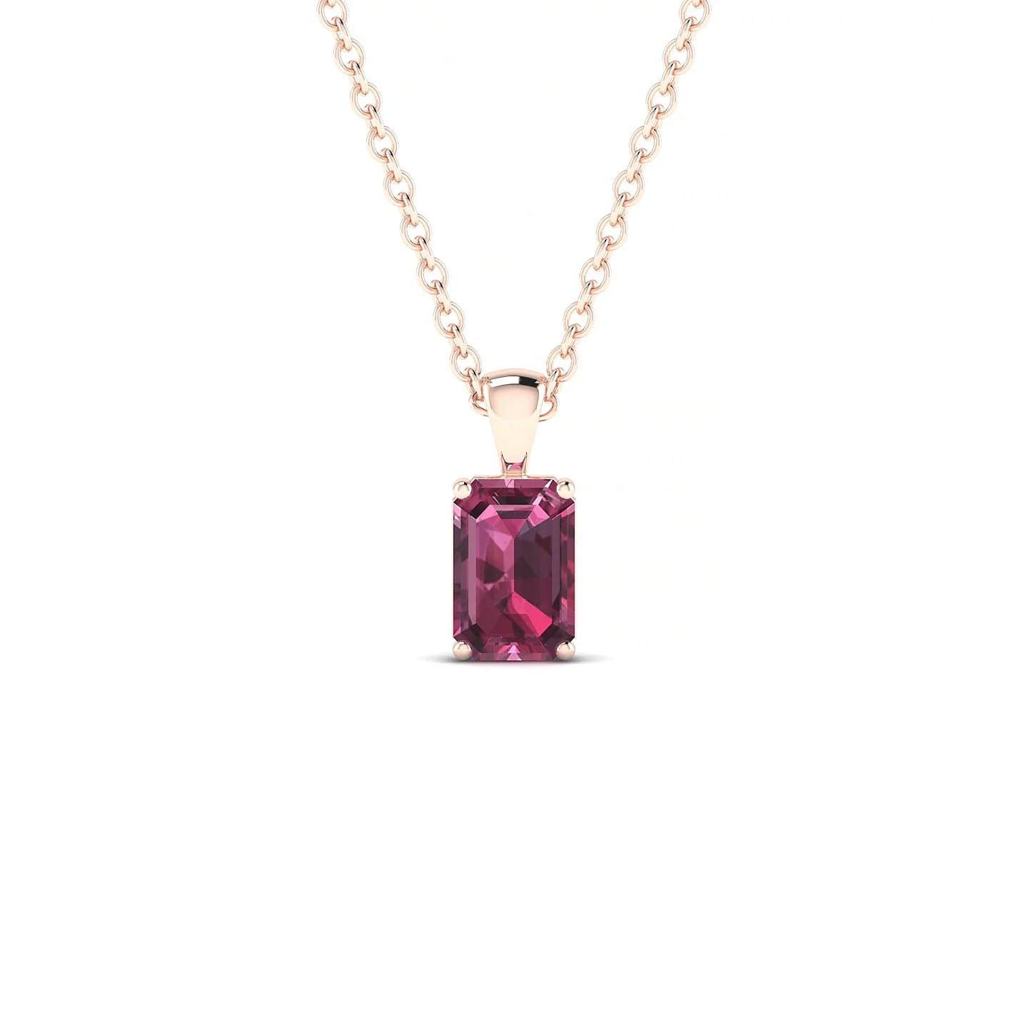 Reverse | 18k Rose Gold 6 x 4 mm Emerald Rhodolite Pendant