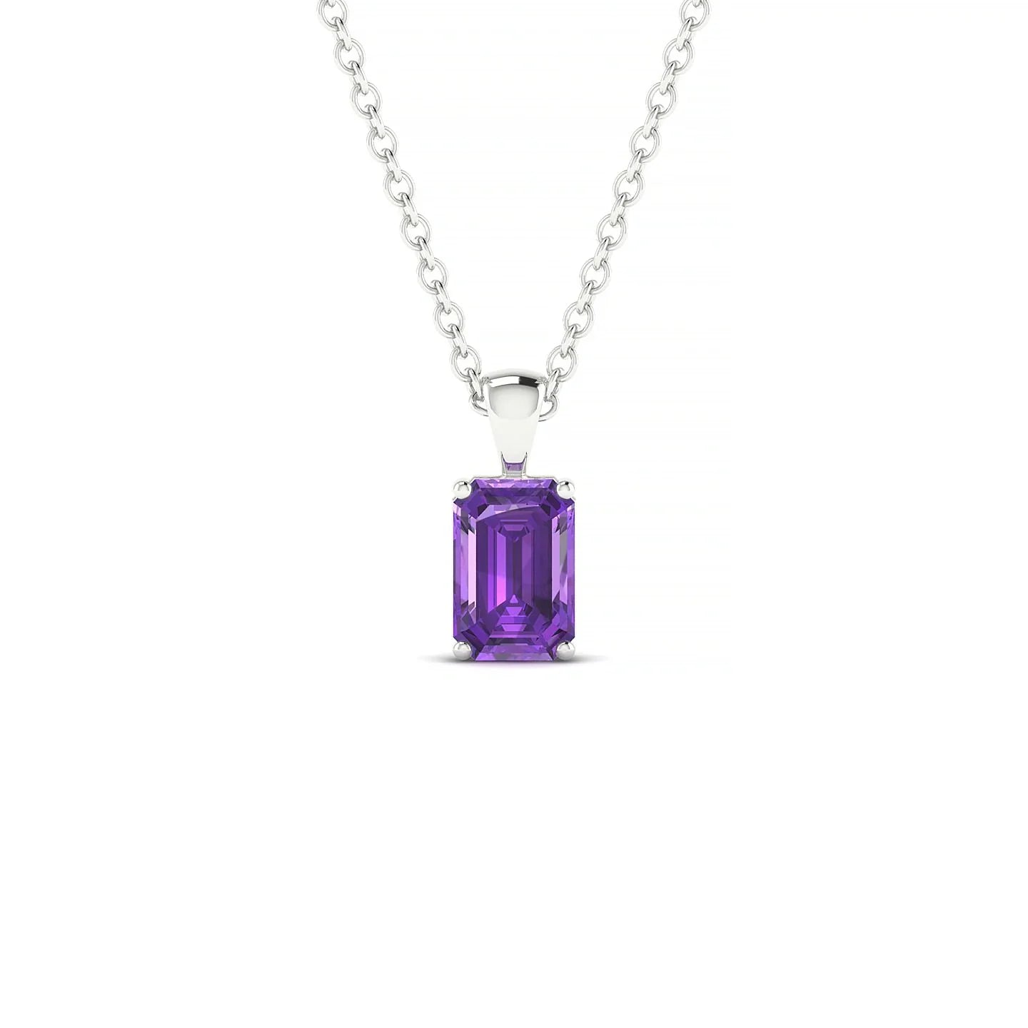 Reverse | 18k White Gold 6 x 4 mm Emerald Amethyst Pendant