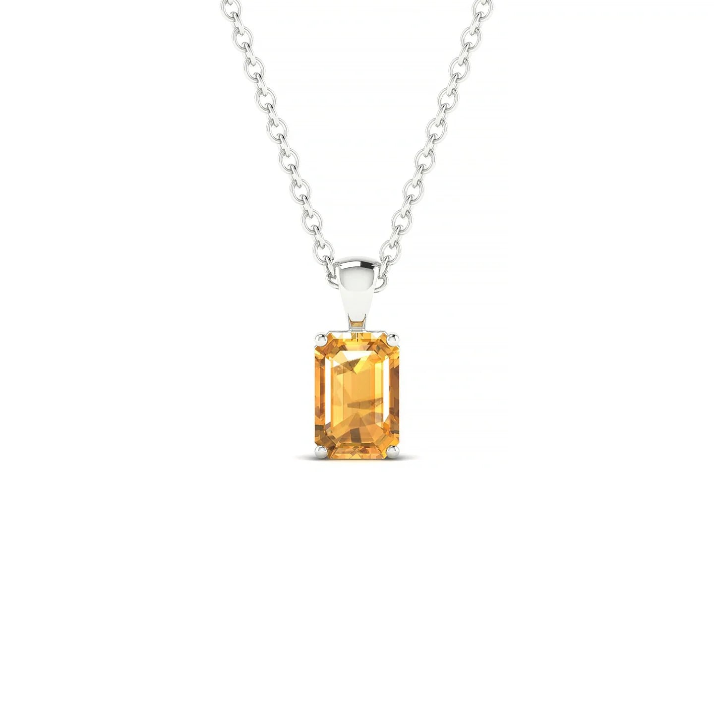 Reverse | 18k White Gold 6 x 4 mm Emerald Citrine Pendant