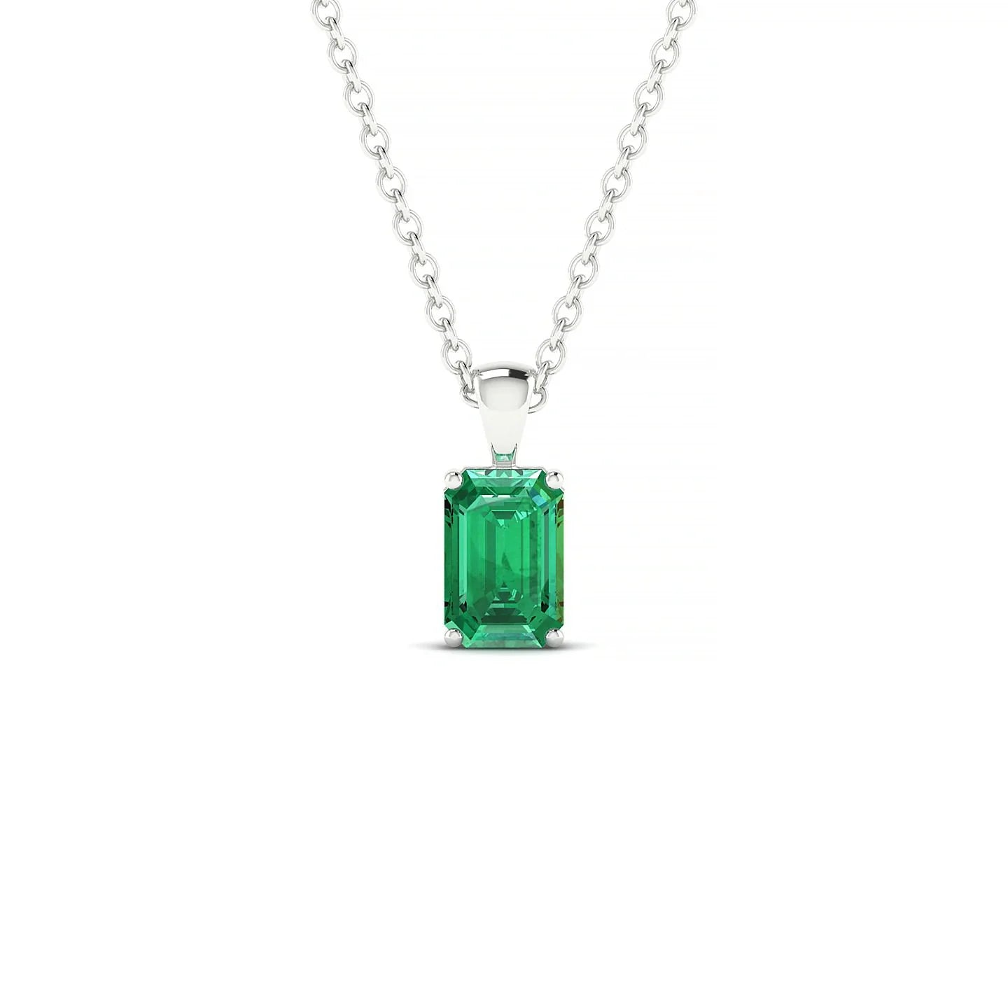 Reverse | 18k White Gold 6 x 4 mm Emerald Emerald Pendant