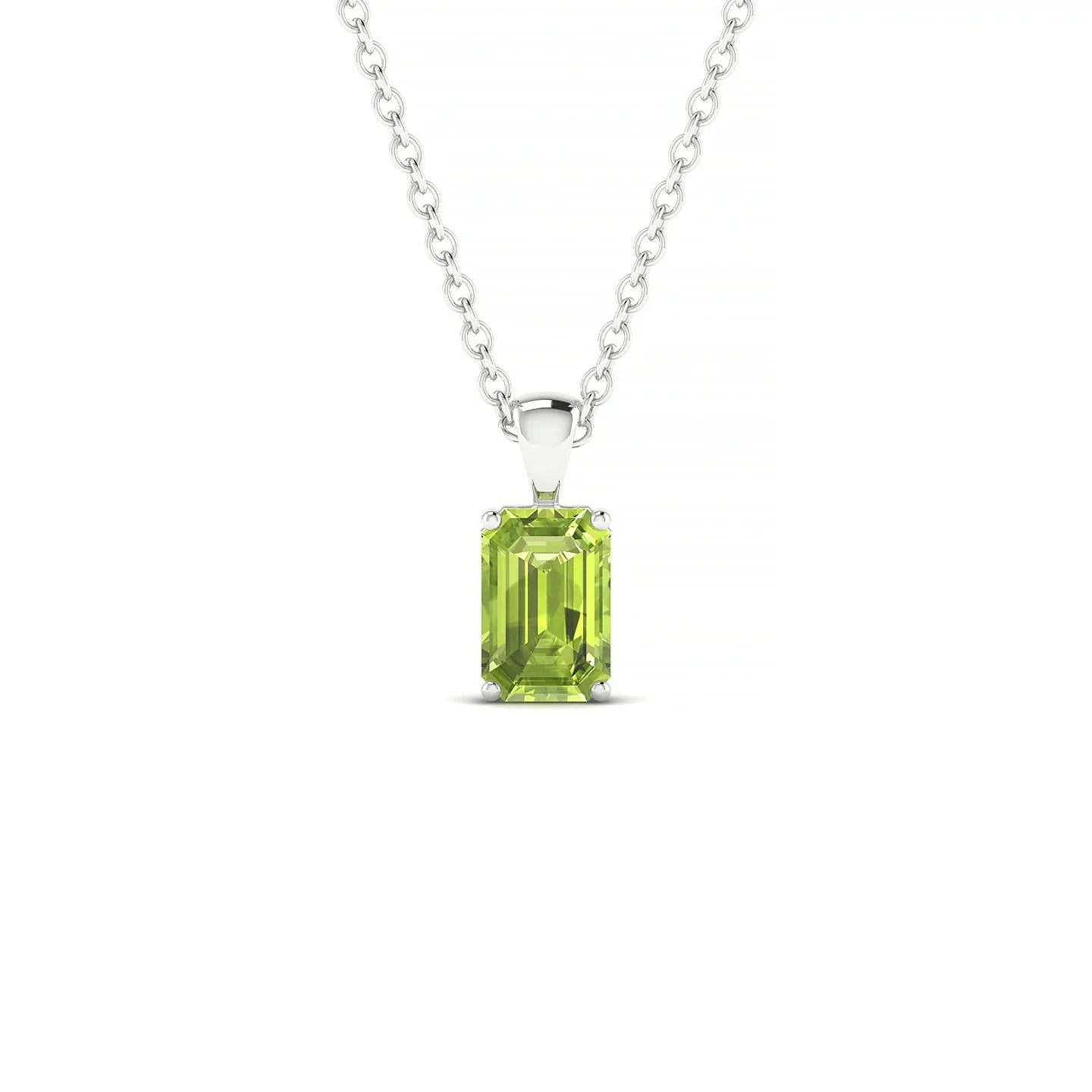 Reverse | 18k White Gold 6 x 4 mm Emerald Peridot Pendant
