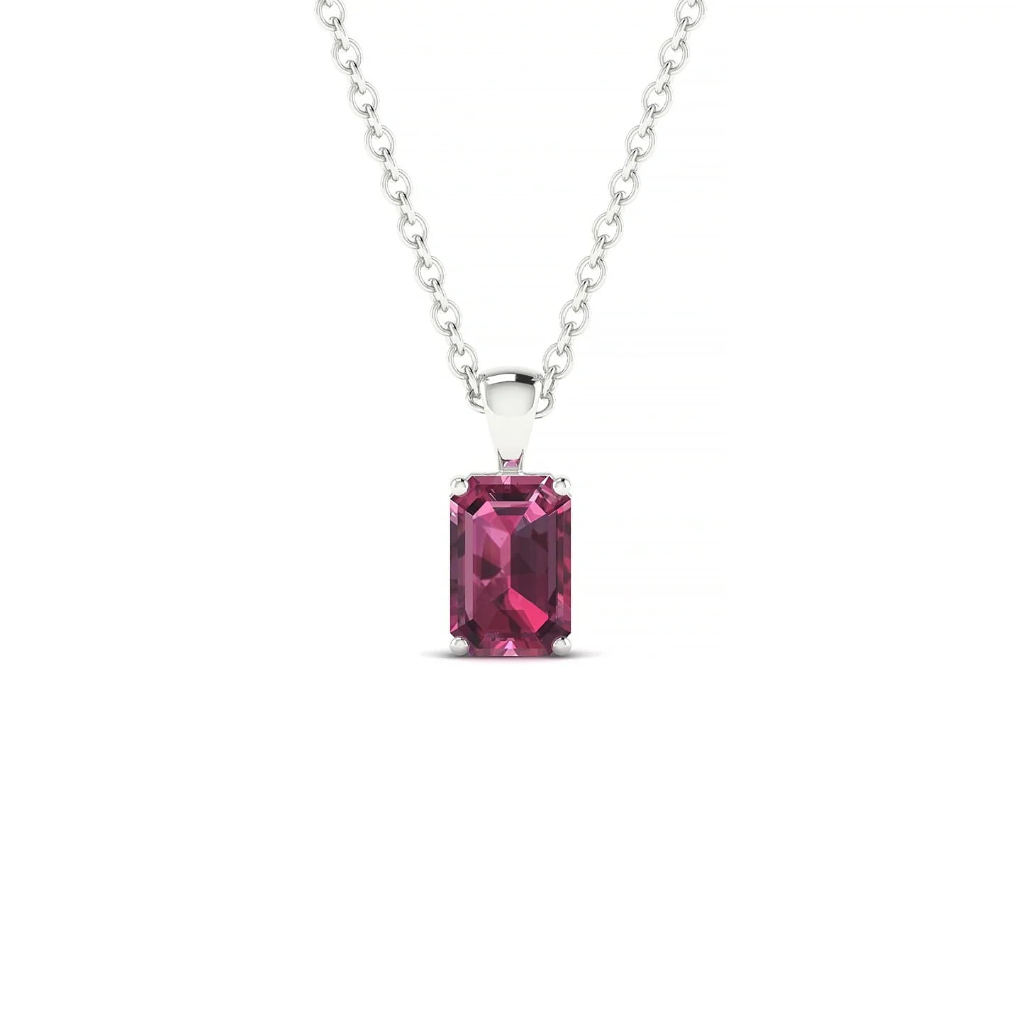Reverse | 18k White Gold 6 x 4 mm Emerald Rhodolite Pendant