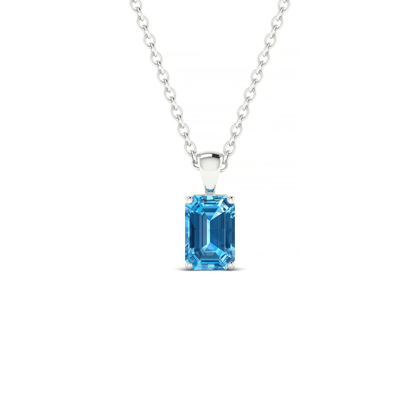 Reverse | 18k White Gold 6 x 4 mm Emerald Topaz Pendant