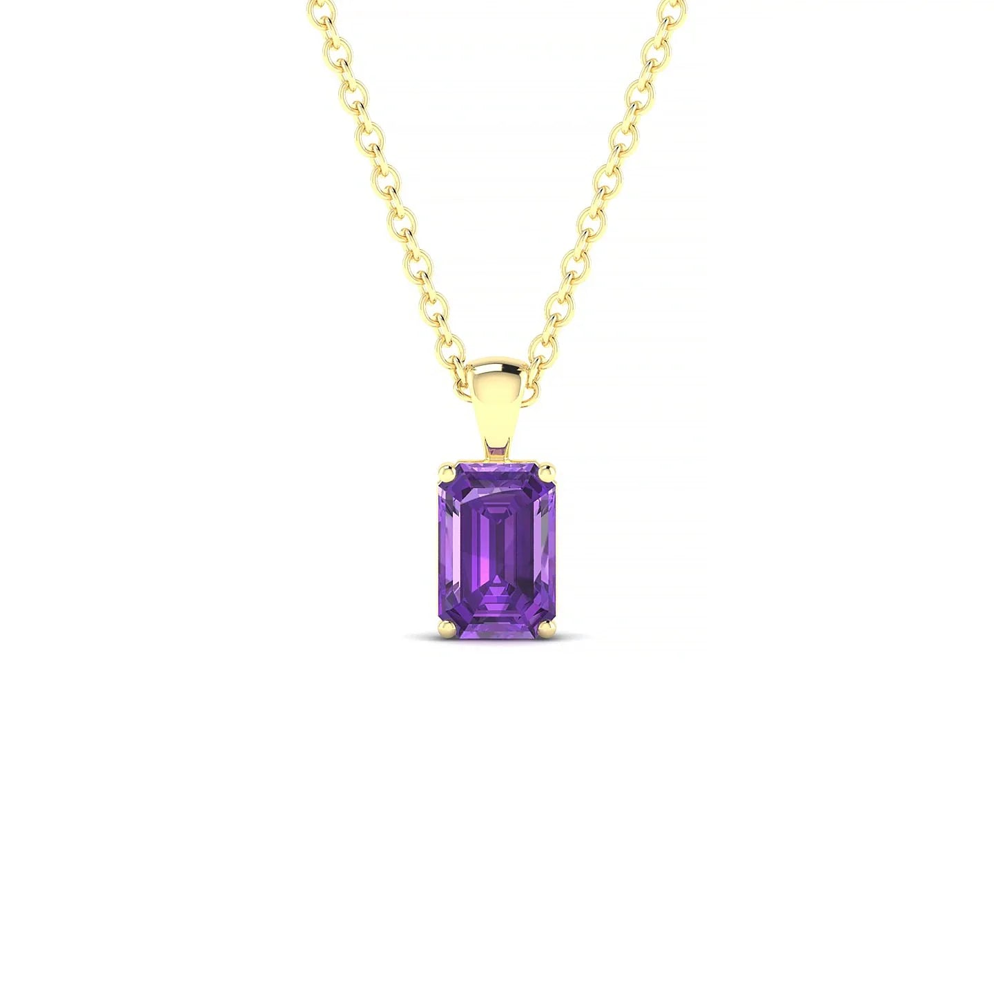 Reverse | 18k Yellow Gold 6 x 4 mm Emerald Amethyst Pendant