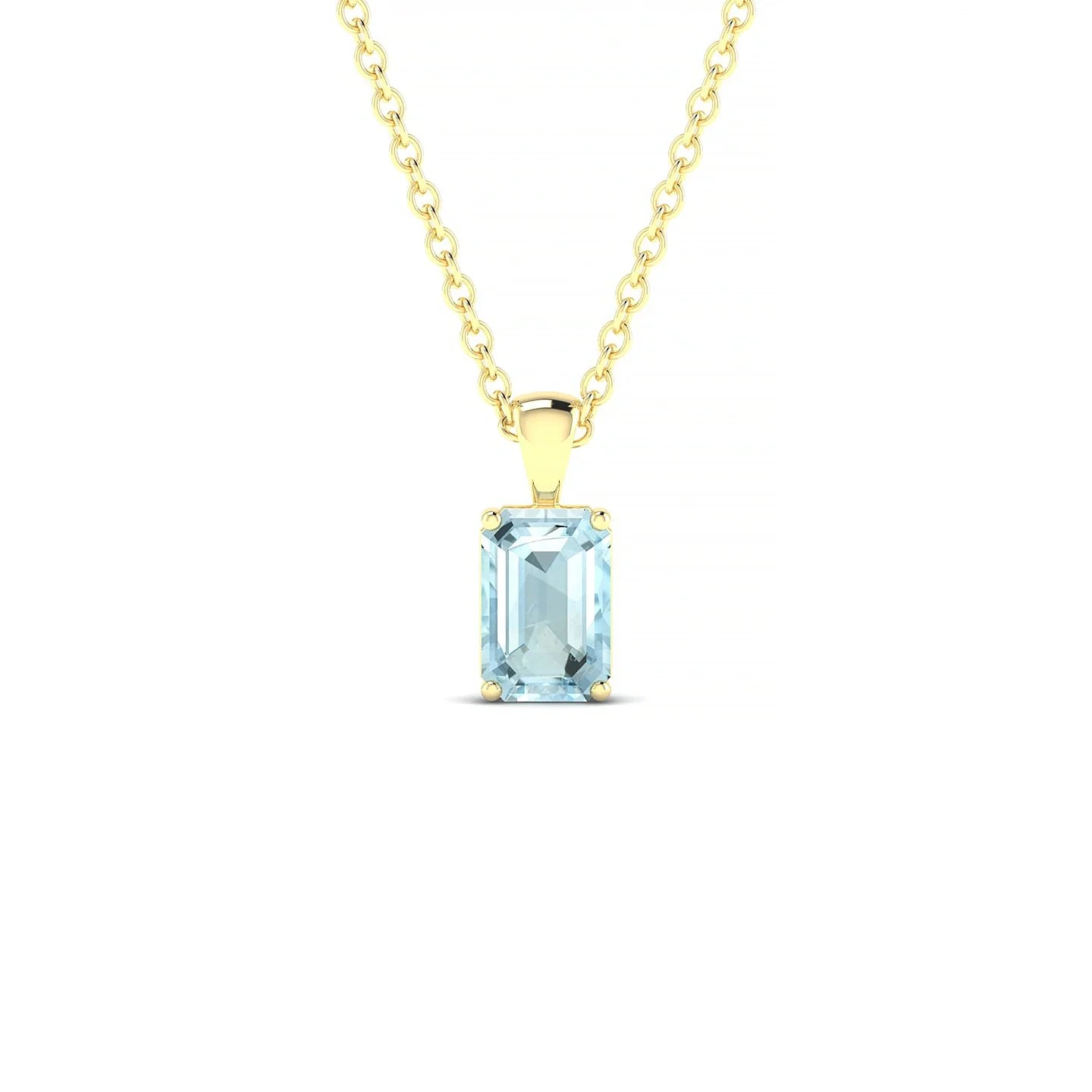 Reverse | 18k Yellow Gold 6 x 4 mm Emerald Aquamarine Pendant