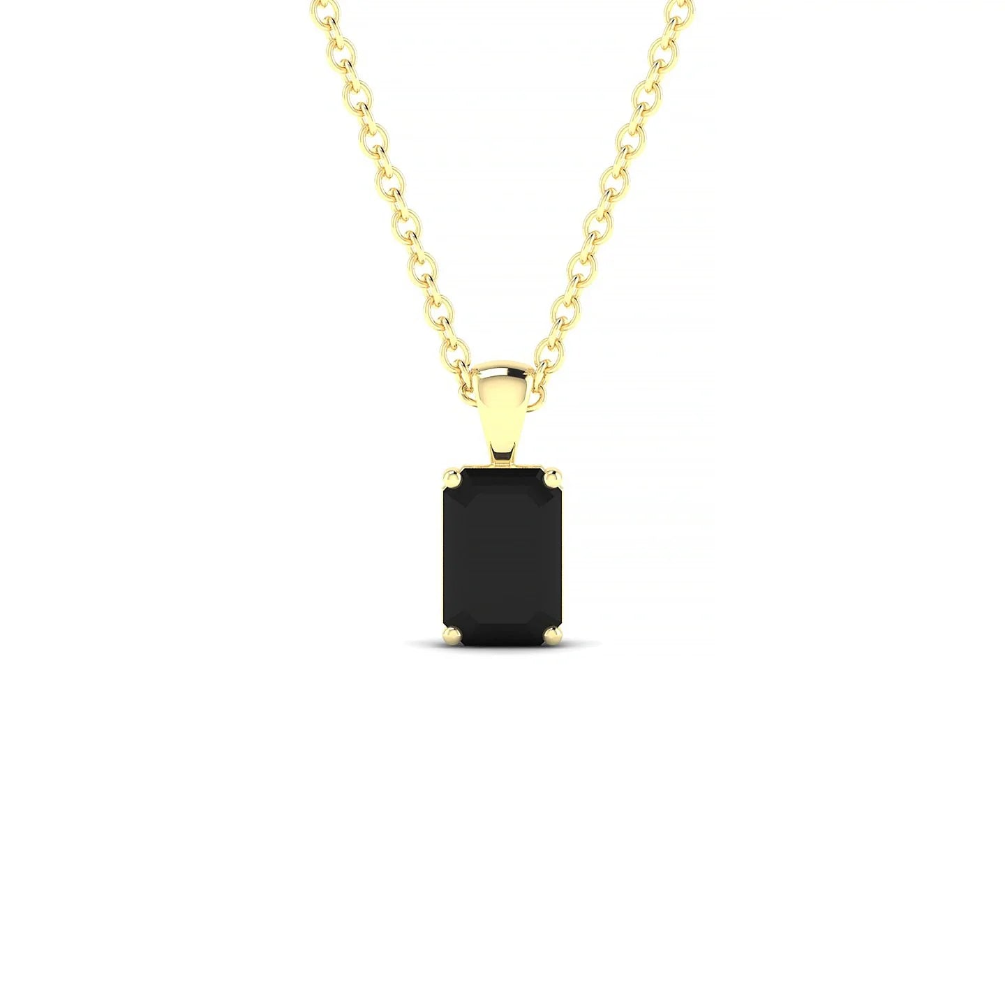 Reverse | 18k Yellow Gold 6 x 4 mm Emerald Black Diamond Pendant