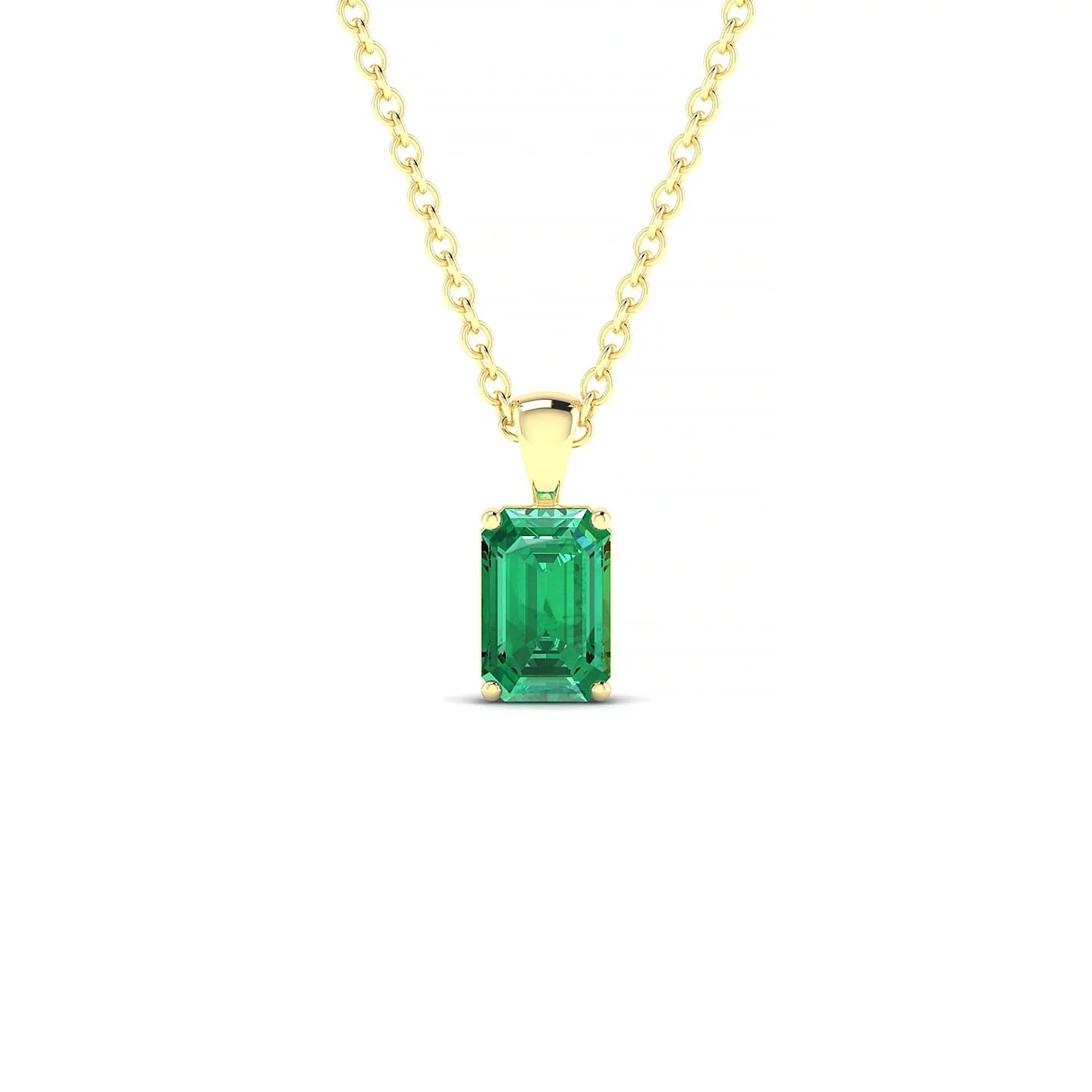 Reverse | 18k Yellow Gold 6 x 4 mm Emerald Emerald Pendant