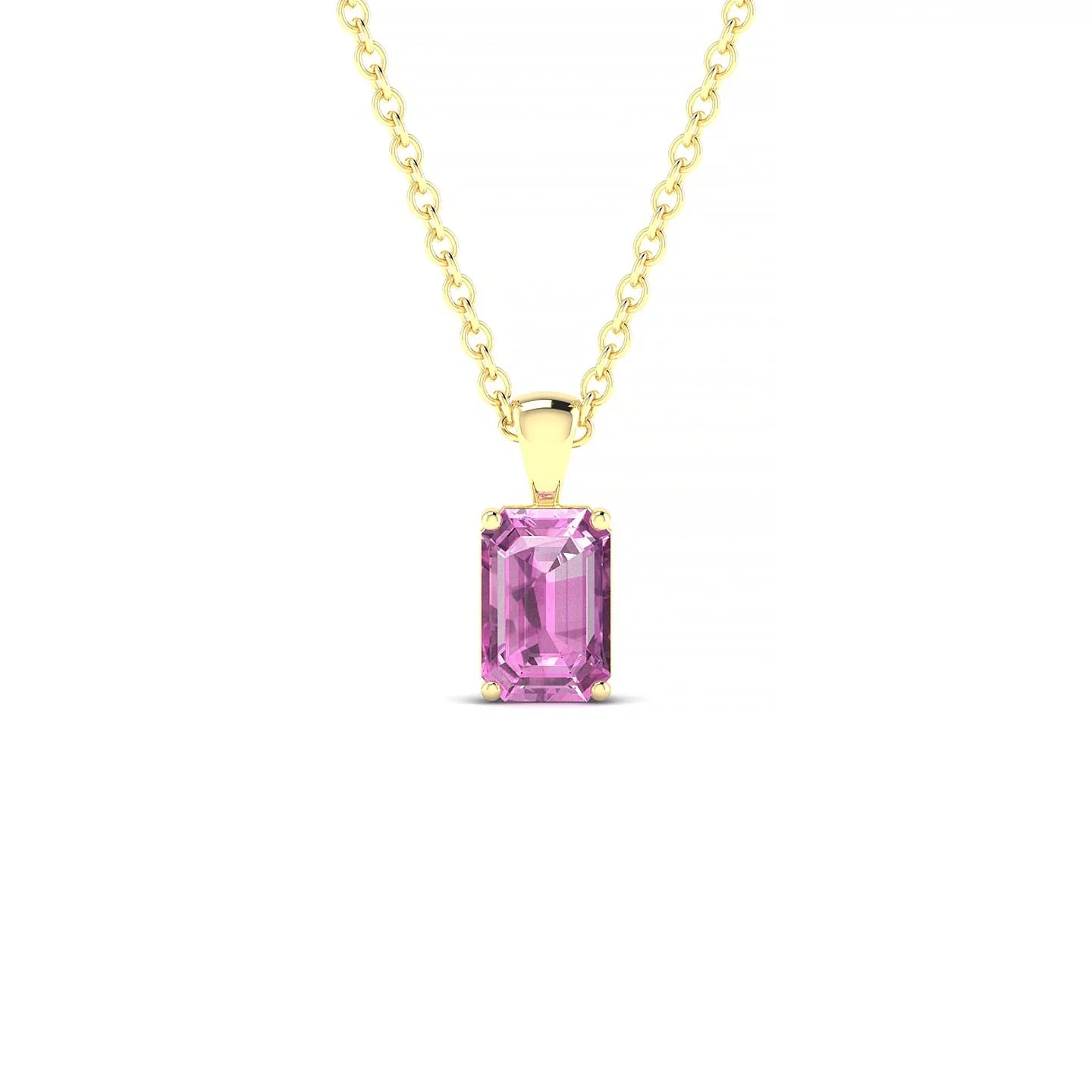 Reverse | 18k Yellow Gold 6 x 4 mm Emerald Pink Sapphire Pendant