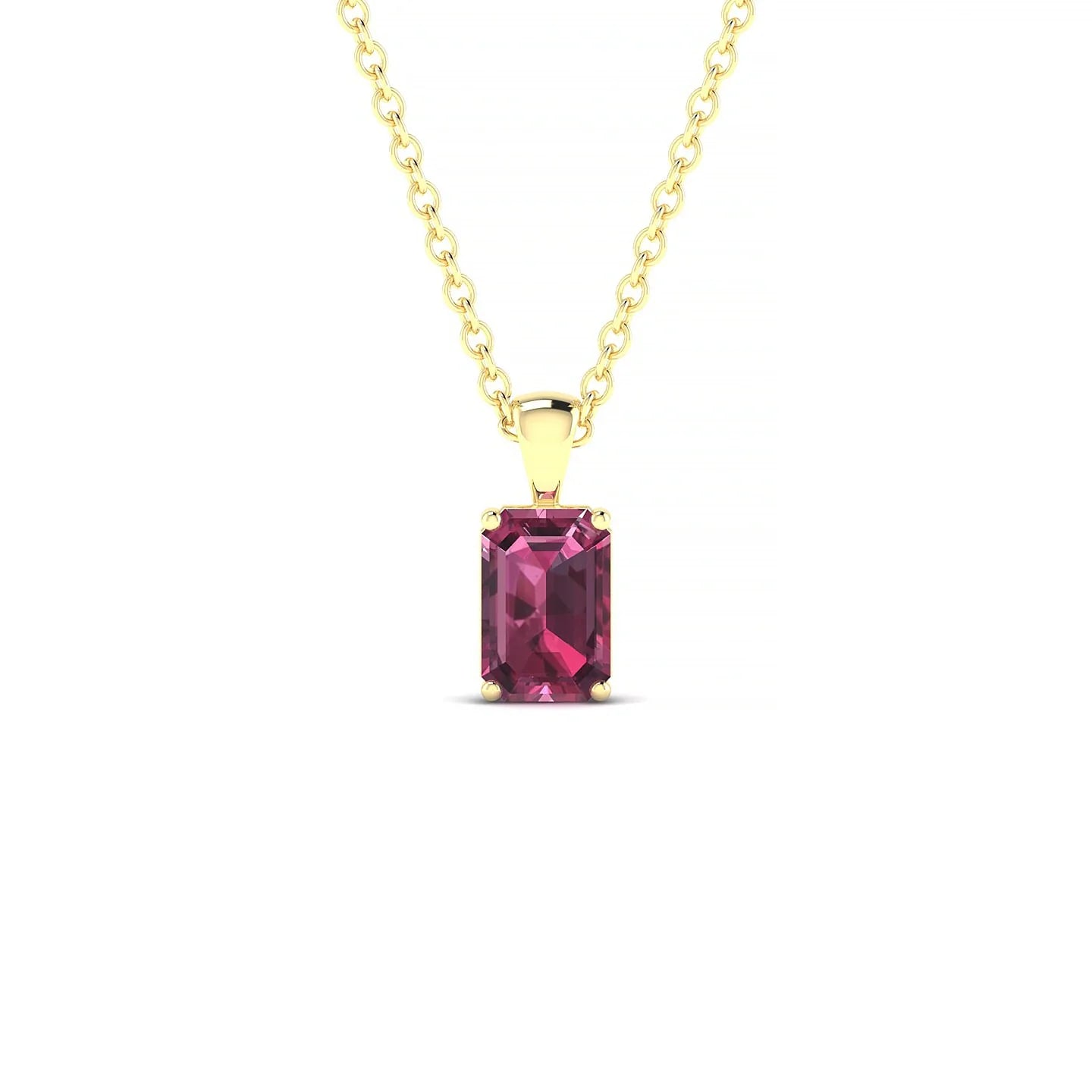 Reverse | 18k Yellow Gold 6 x 4 mm Emerald Rhodolite Pendant