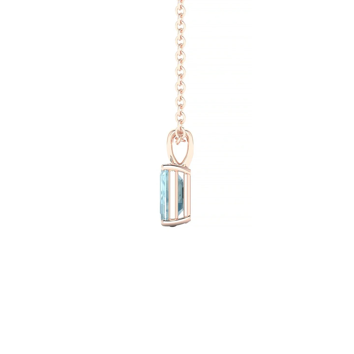Reverse | 18k Rose Gold 6 x 4 mm Emerald Aquamarine Pendant