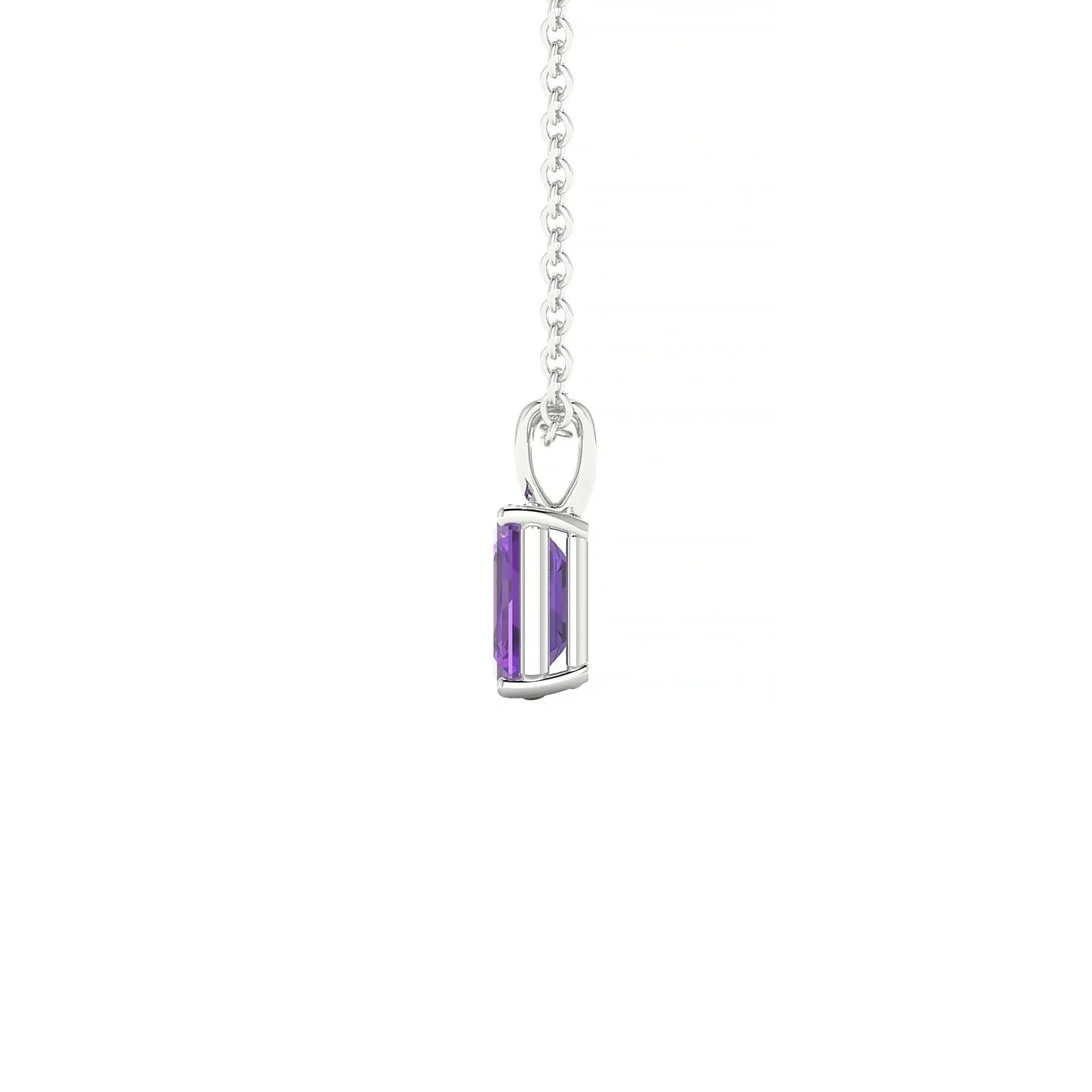 Reverse | 18k White Gold 6 x 4 mm Emerald Amethyst Pendant