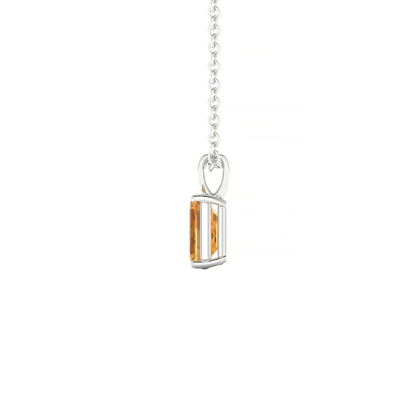Reverse | 18k White Gold 6 x 4 mm Emerald Citrine Pendant