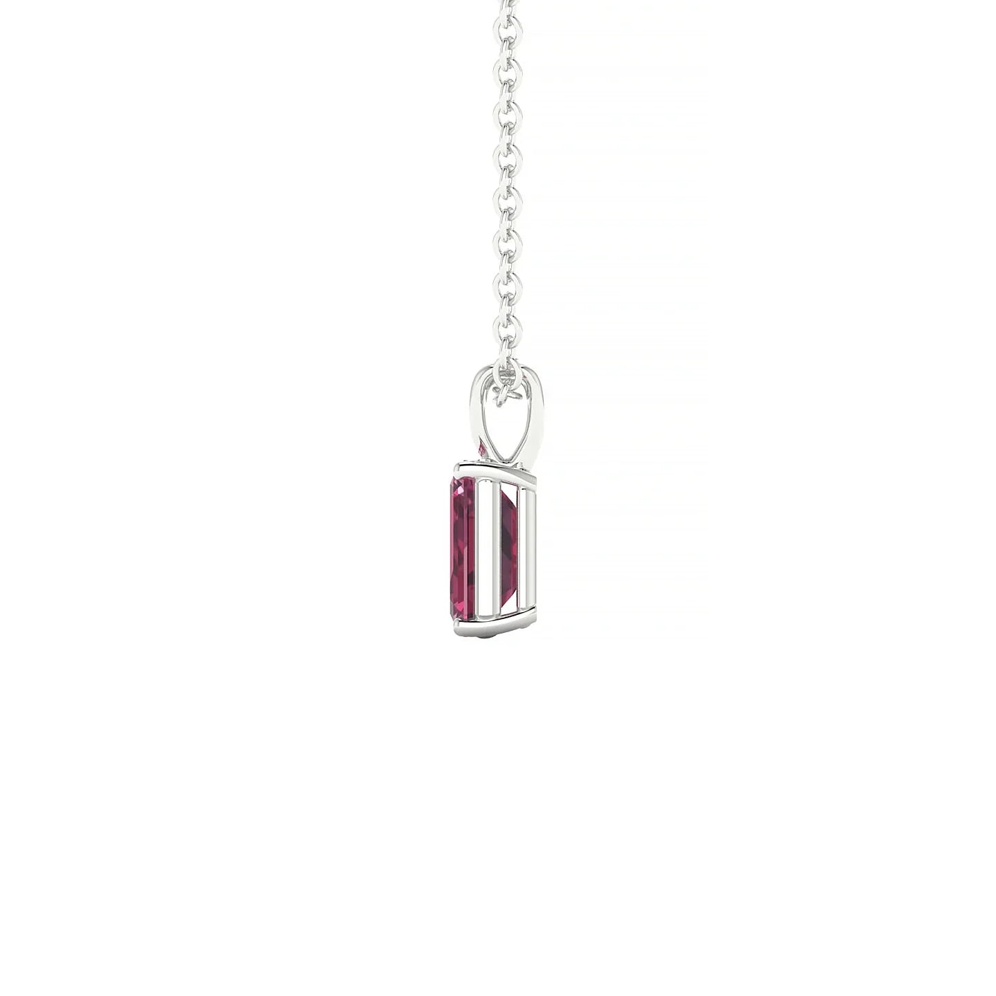 Reverse | 18k White Gold 6 x 4 mm Emerald Rhodolite Pendant