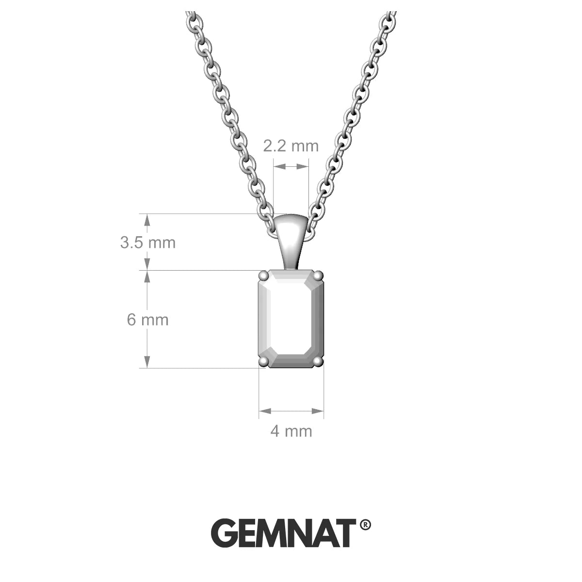 Reverse | 18k White Gold 6 x 4 mm Emerald Aquamarine Pendant