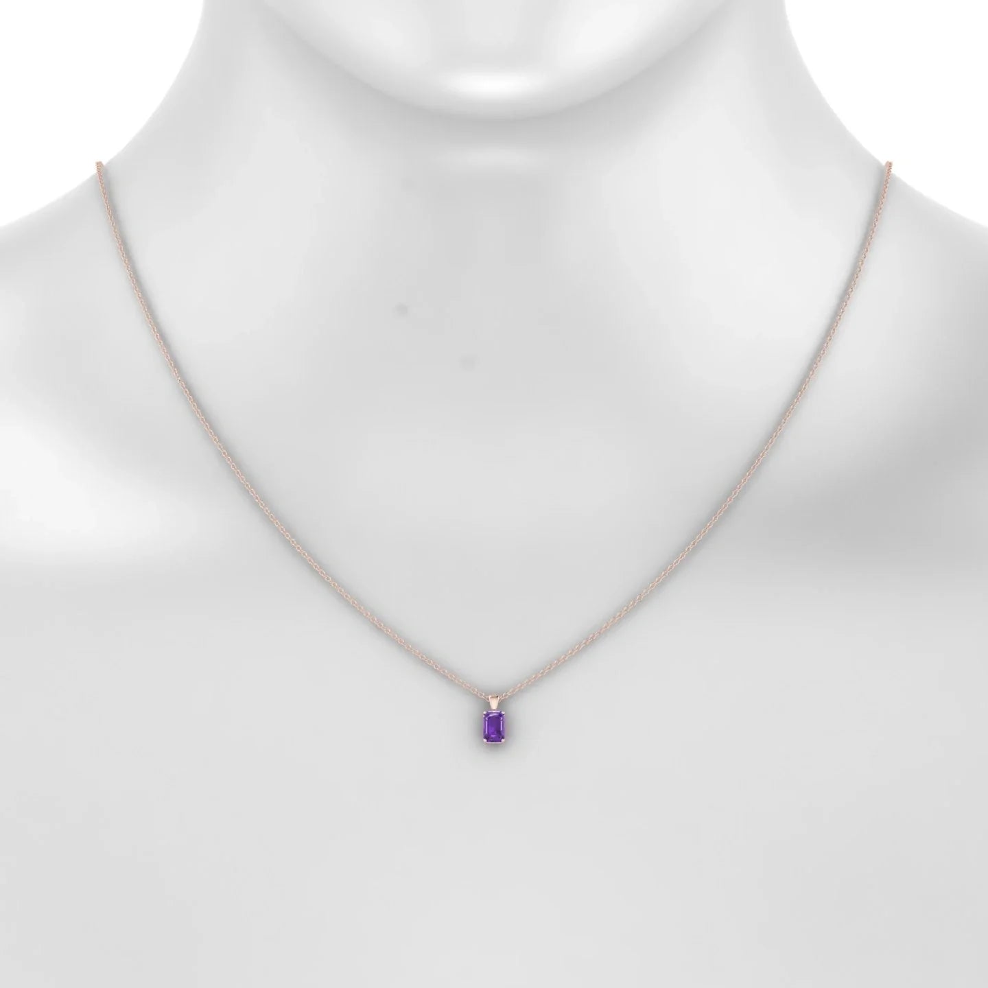Reverse | 18k Rose Gold 6 x 4 mm Emerald Amethyst Pendant