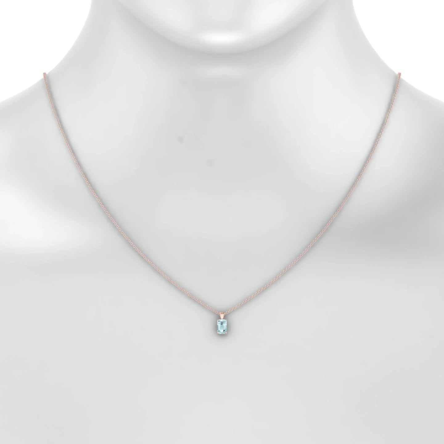 Reverse | 18k Rose Gold 6 x 4 mm Emerald Aquamarine Pendant