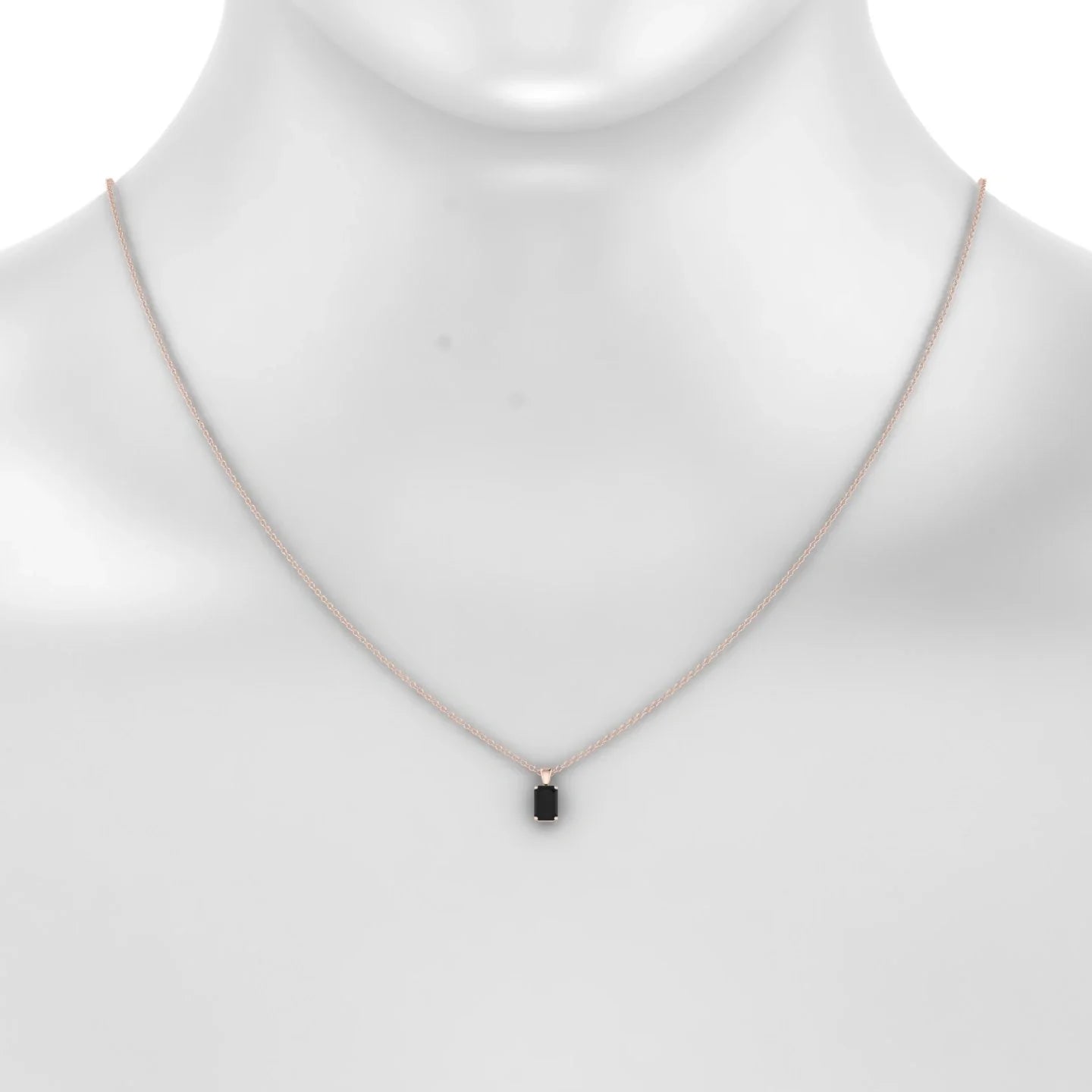 Reverse | 18k Rose Gold 6 x 4 mm Emerald Black Diamond Pendant