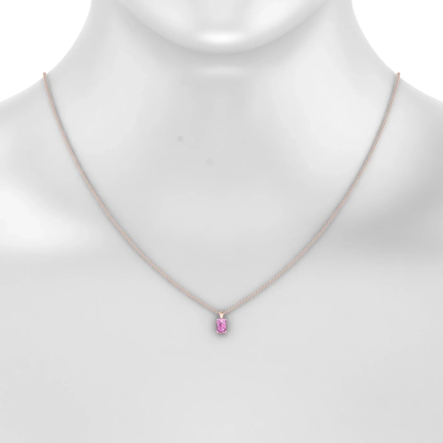 Reverse | 18k Rose Gold 6 x 4 mm Emerald Pink Sapphire Pendant