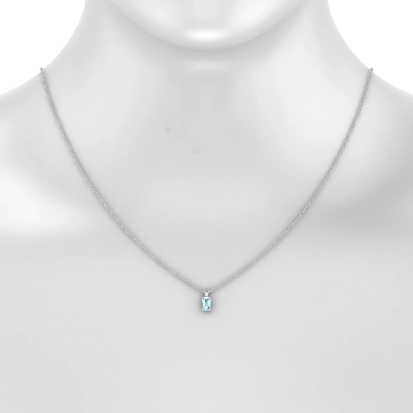 Reverse | 18k White Gold 6 x 4 mm Emerald Aquamarine Pendant