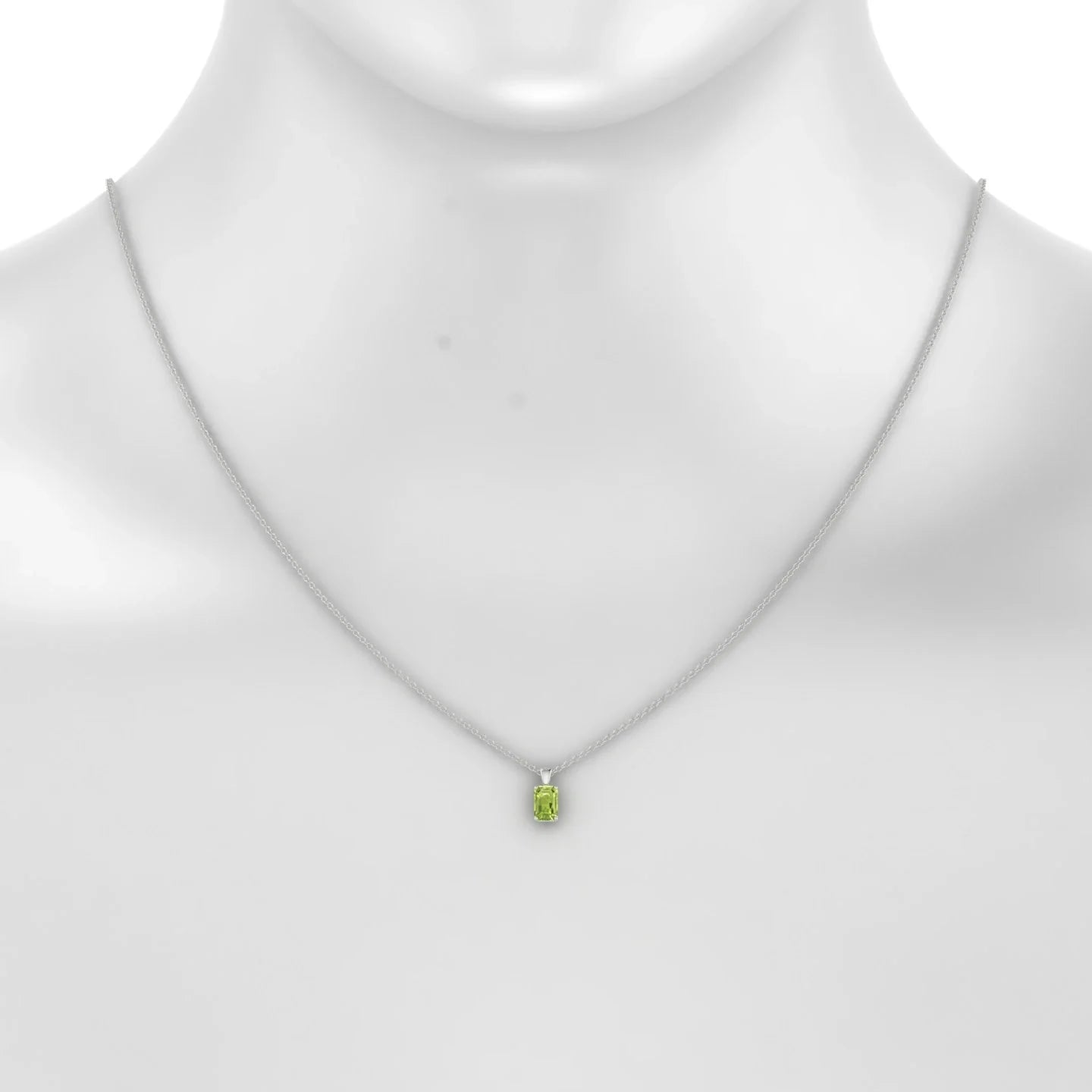 Reverse | 18k White Gold 6 x 4 mm Emerald Peridot Pendant