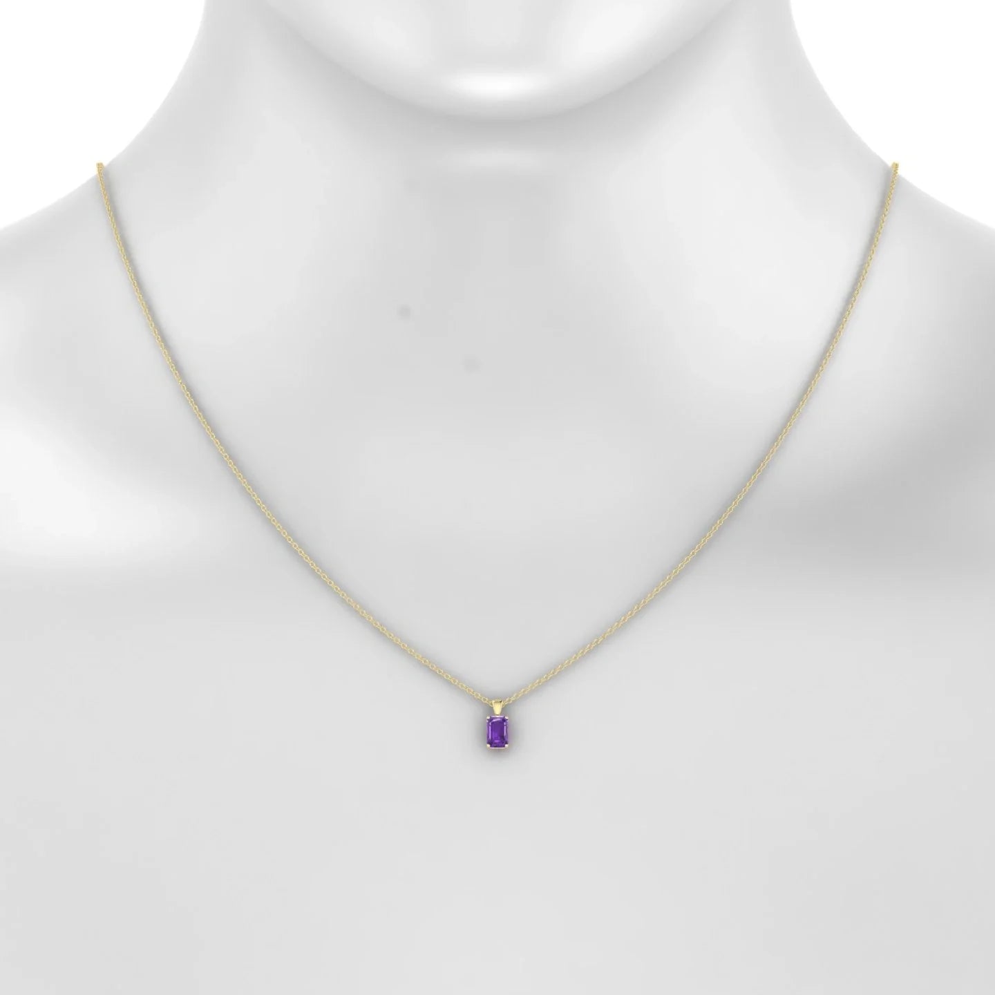 Reverse | 18k Yellow Gold 6 x 4 mm Emerald Amethyst Pendant