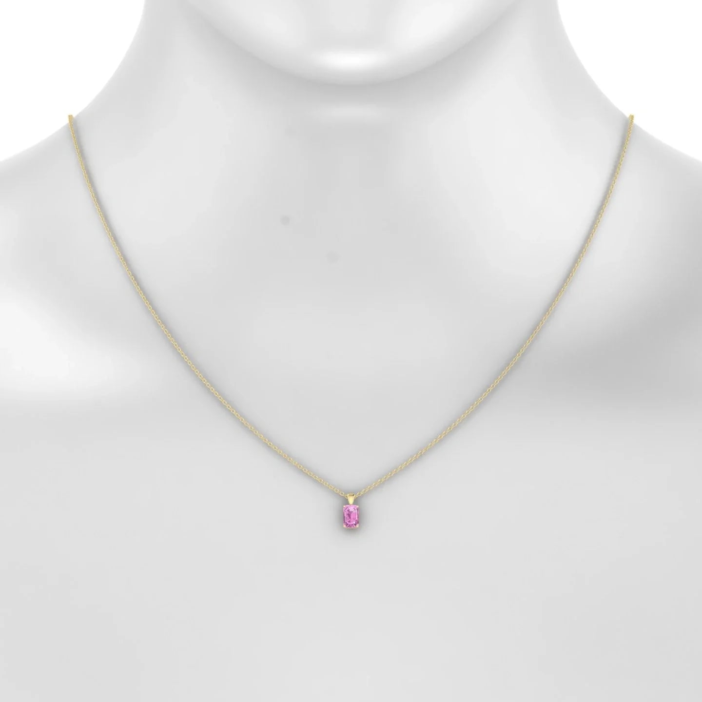 Reverse | 18k Yellow Gold 6 x 4 mm Emerald Pink Sapphire Pendant
