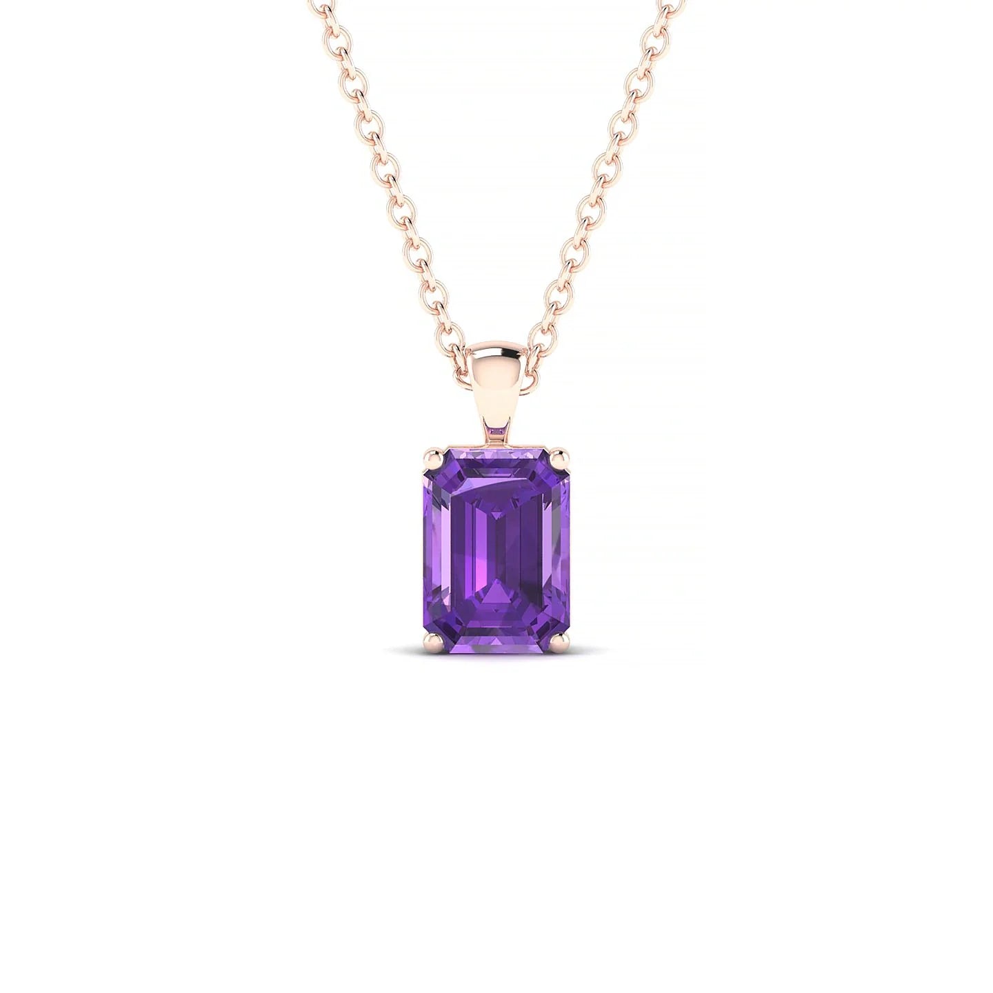 Reverse | 18k Rose Gold 7 x 5 mm Emerald Amethyst Pendant