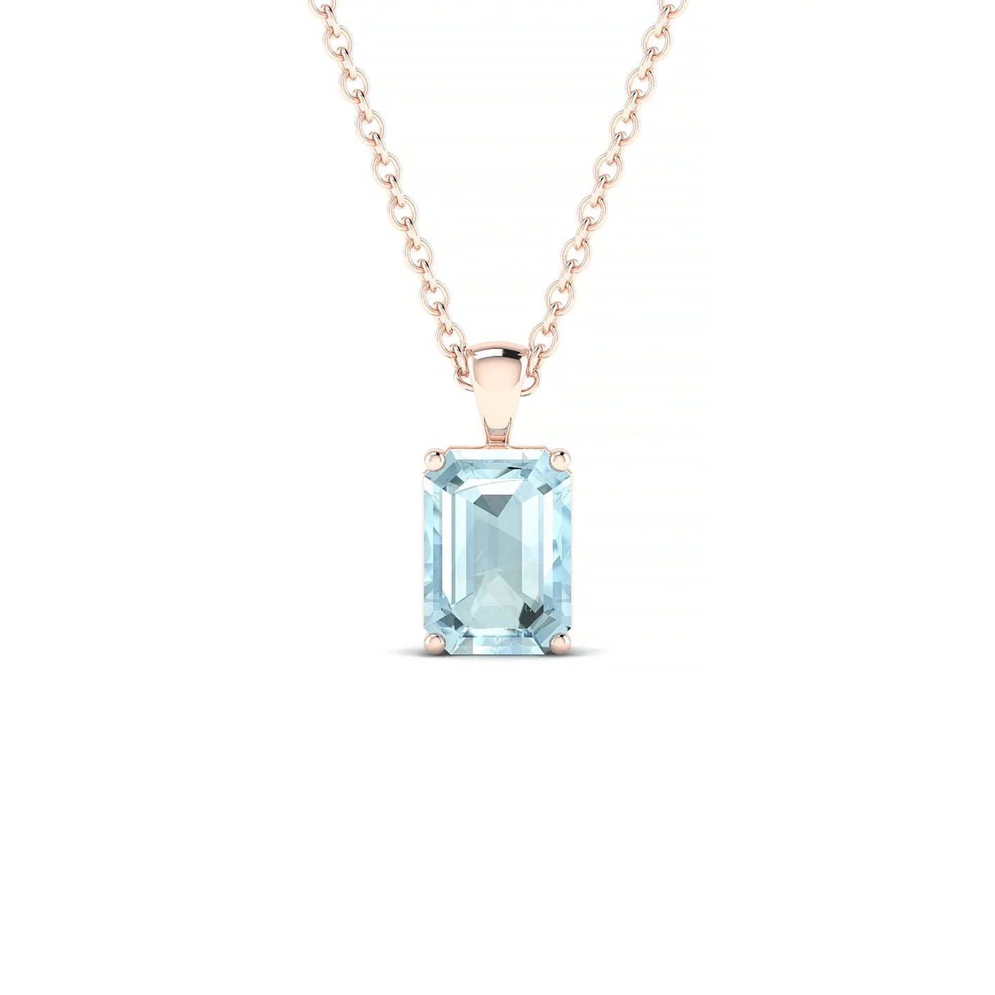 Reverse | 18k Rose Gold 7 x 5 mm Emerald Aquamarine Pendant