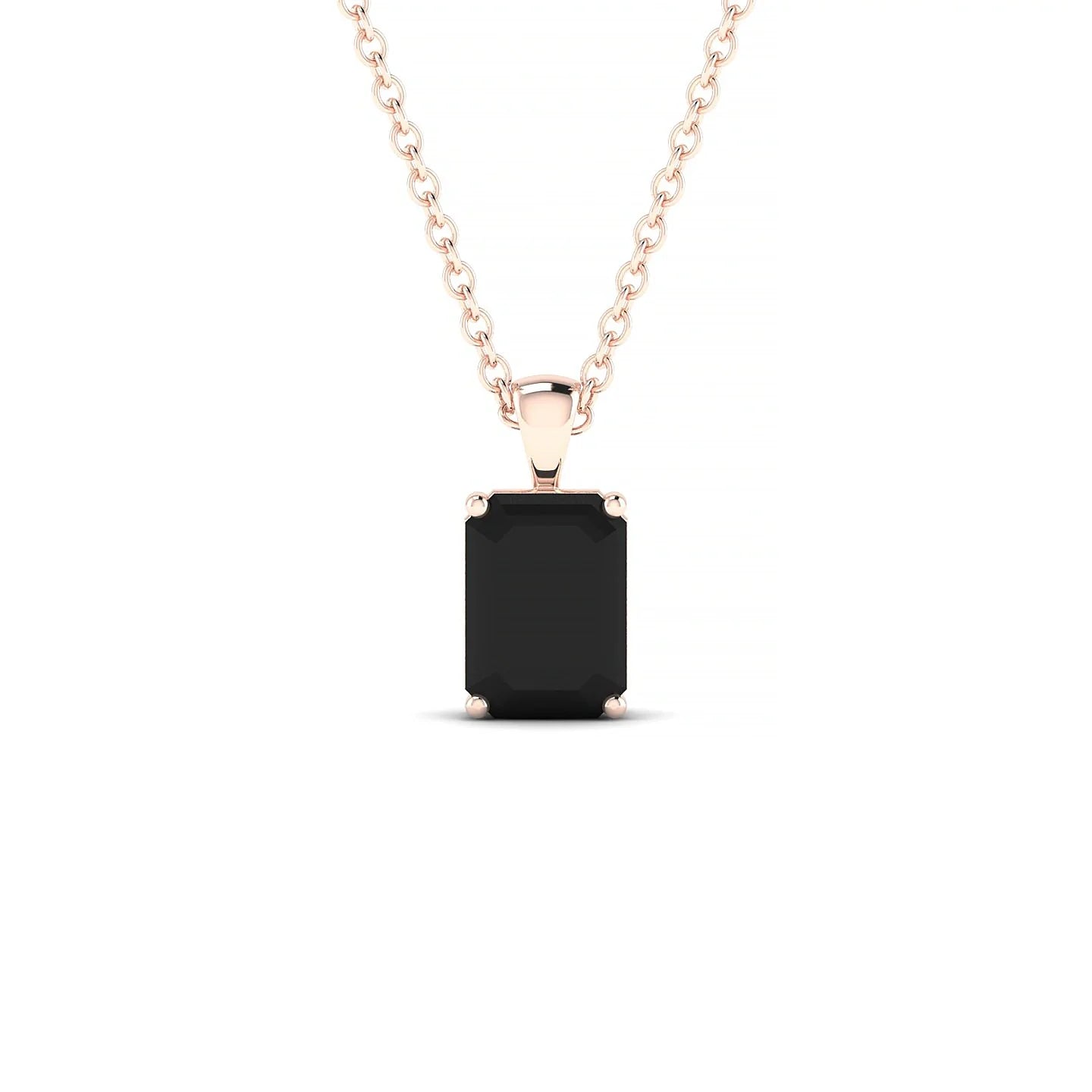 Reverse | 18k Rose Gold 7 x 5 mm Emerald Black Diamond Pendant