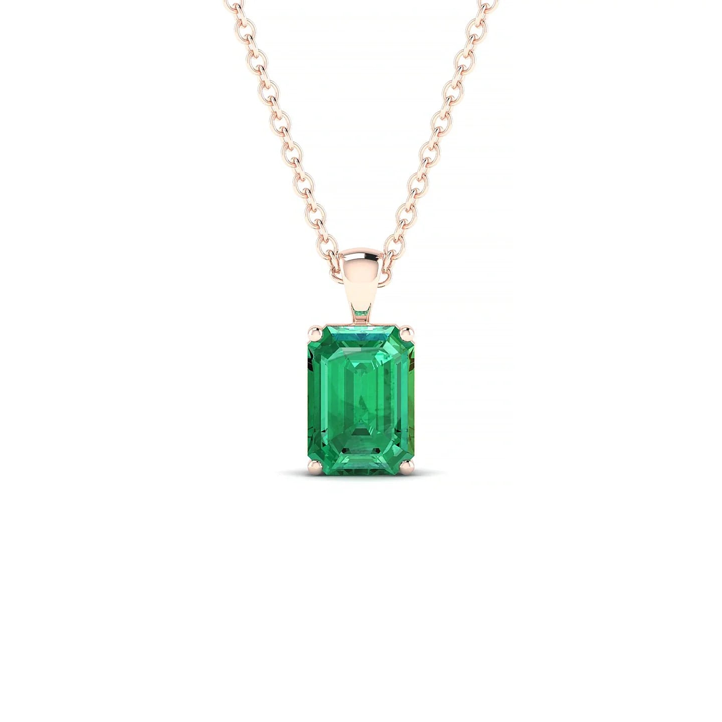Reverse | 18k Rose Gold 7 x 5 mm Emerald Emerald Pendant