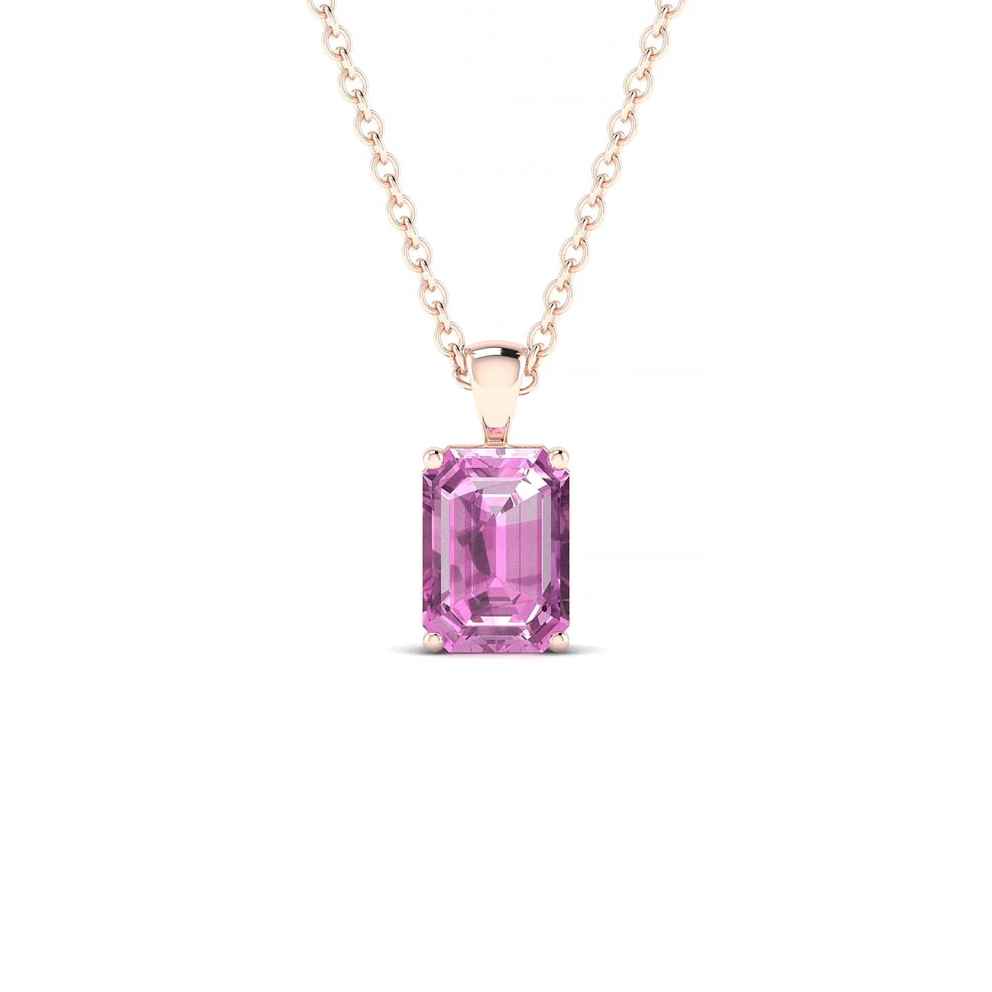 Reverse | 18k Rose Gold 7 x 5 mm Emerald Pink Sapphire Pendant