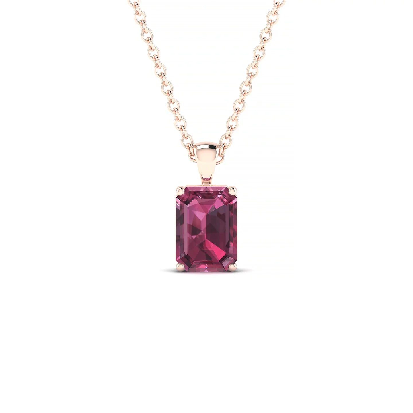 Reverse | 18k Rose Gold 7 x 5 mm Emerald Rhodolite Pendant