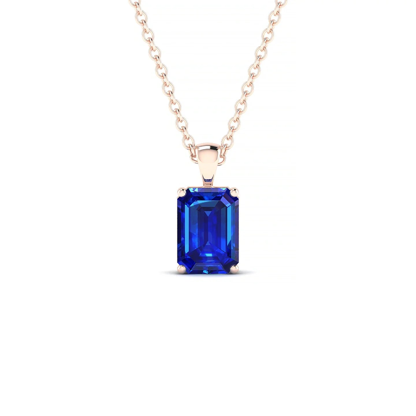 Reverse | 18k Rose Gold 7 x 5 mm Emerald Sapphire Pendant