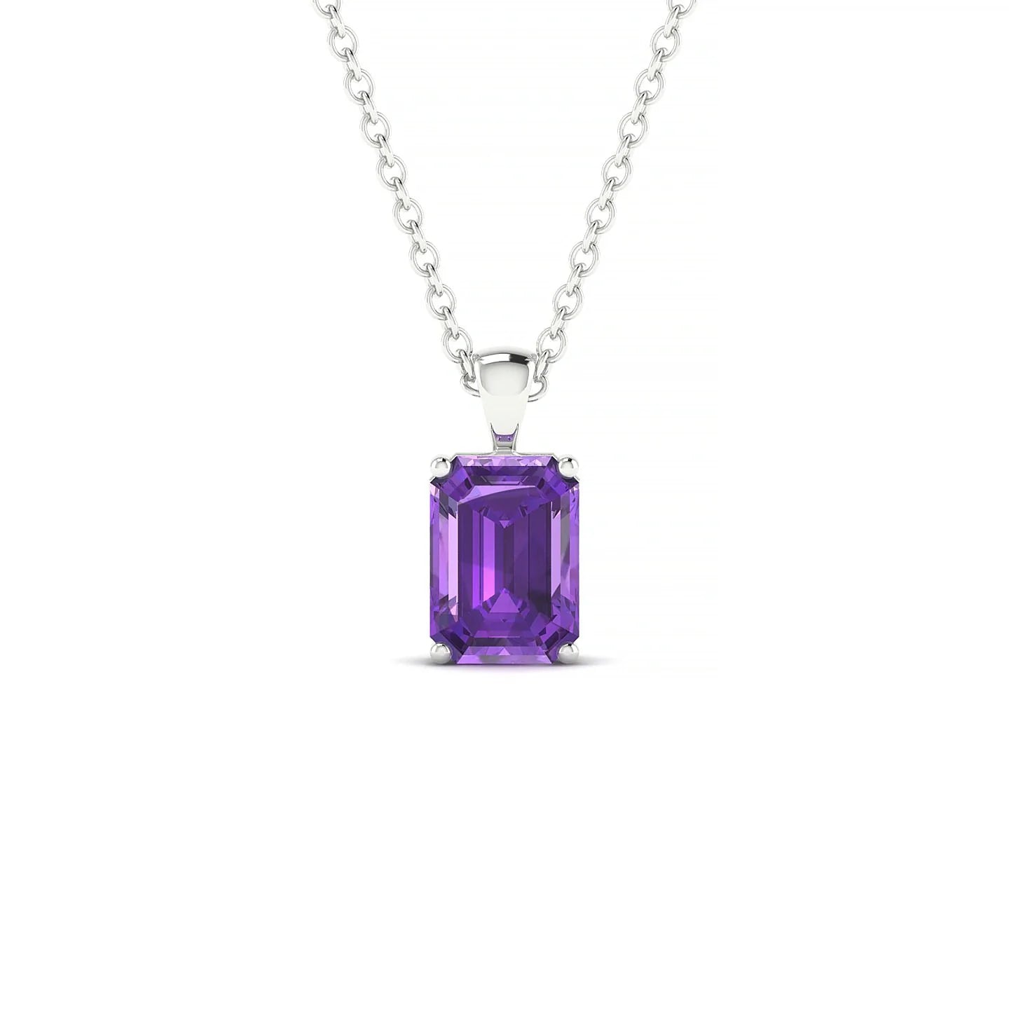 Reverse | 18k White Gold 7 x 5 mm Emerald Amethyst Pendant