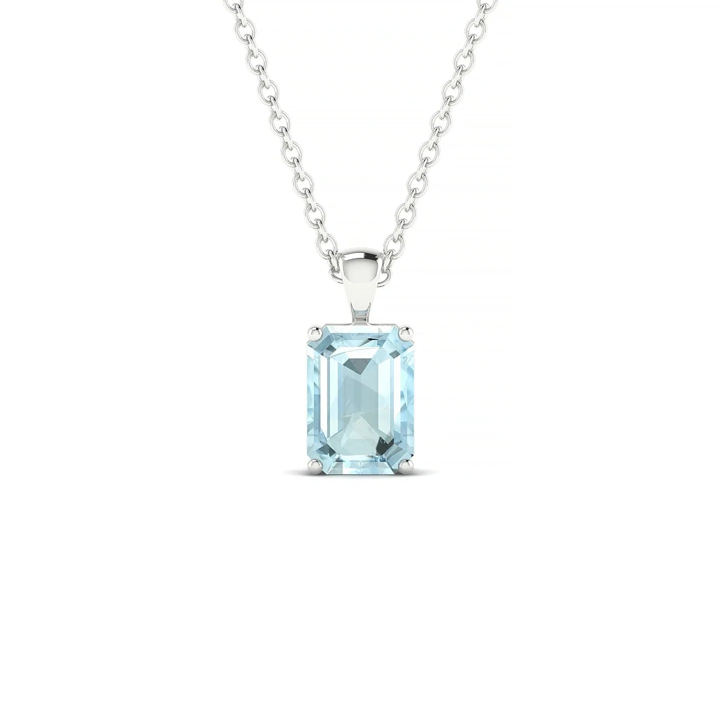 Reverse | 18k White Gold 7 x 5 mm Emerald Aquamarine Pendant