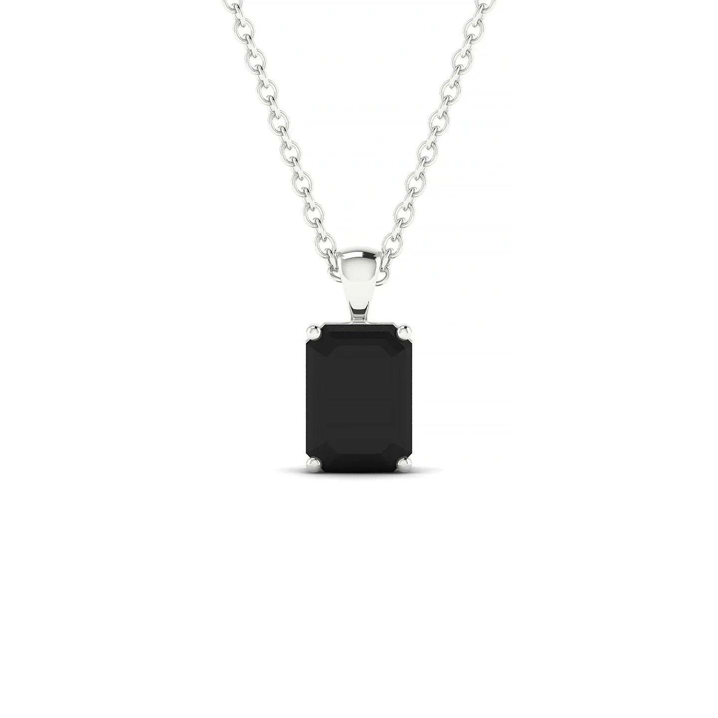 Reverse | 18k White Gold 7 x 5 mm Emerald Black Diamond Pendant
