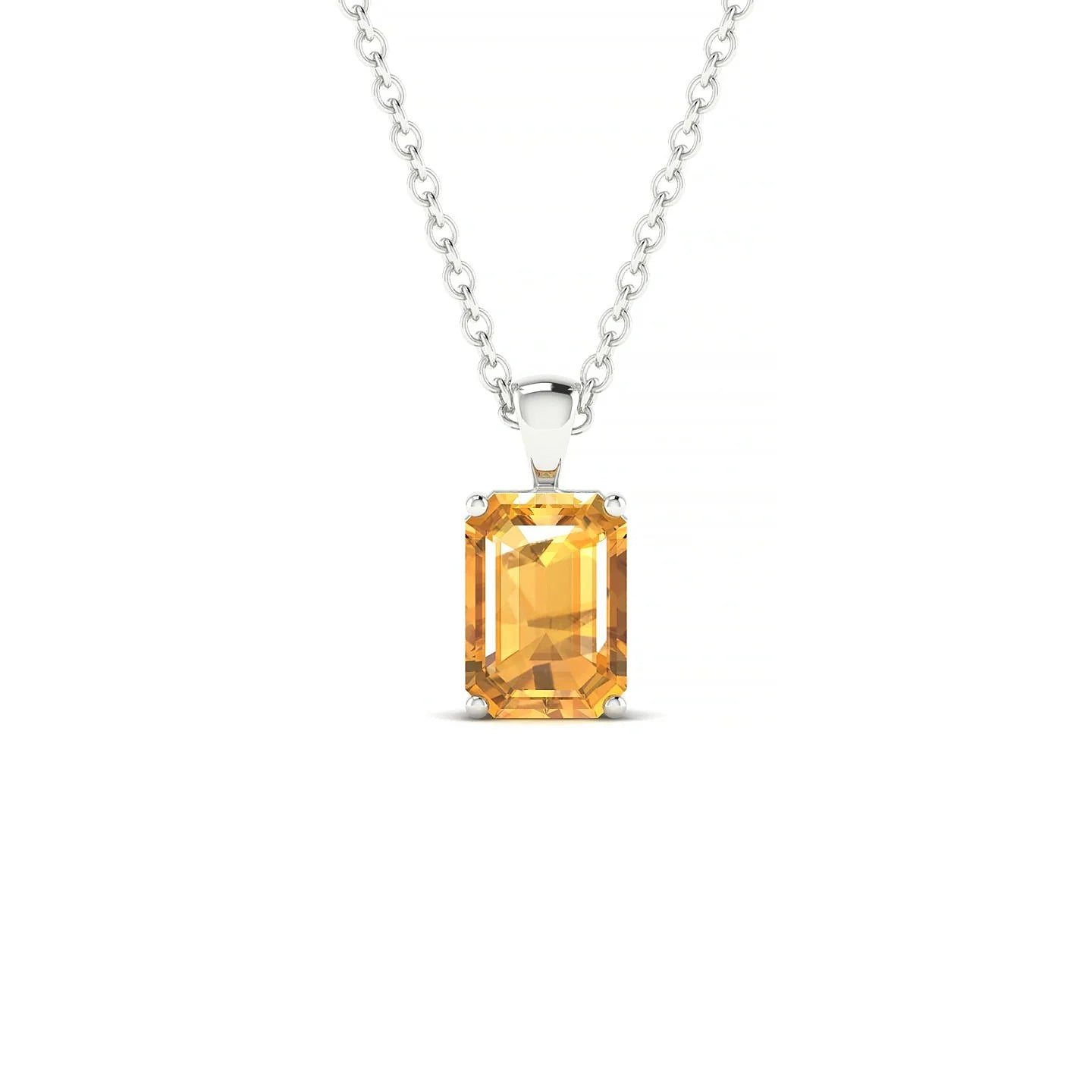 Reverse | 18k White Gold 7 x 5 mm Emerald Citrine Pendant