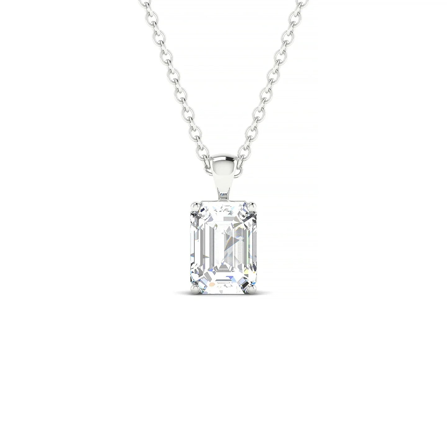 Reverse | 18k White Gold 7 x 5 mm Emerald Diamond Pendant