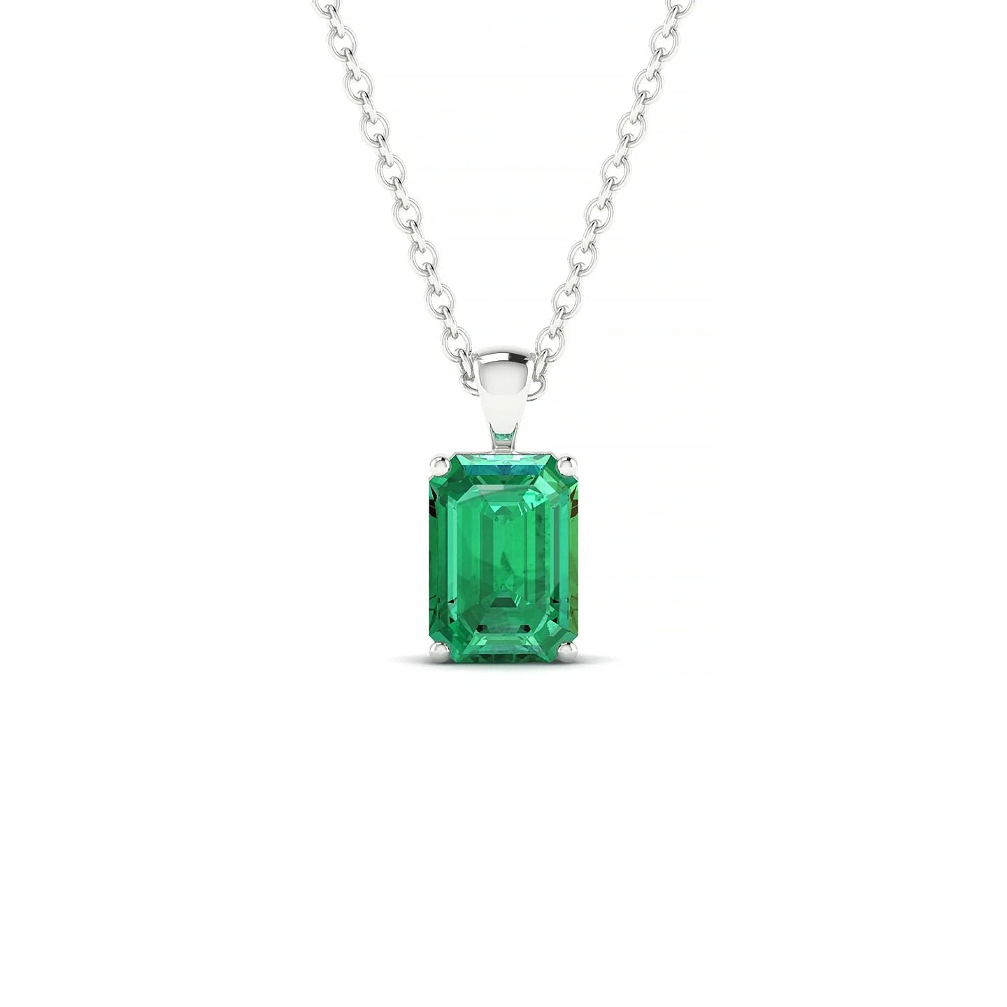 Reverse | 18k White Gold 7 x 5 mm Emerald Emerald Pendant