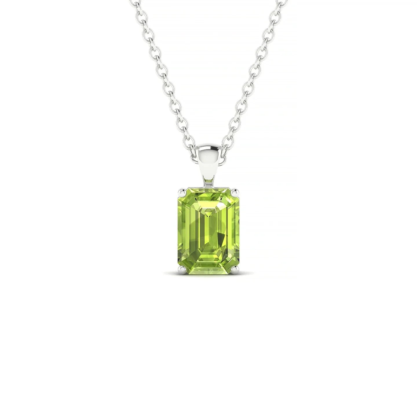 Reverse | 18k White Gold 7 x 5 mm Emerald Peridot Pendant
