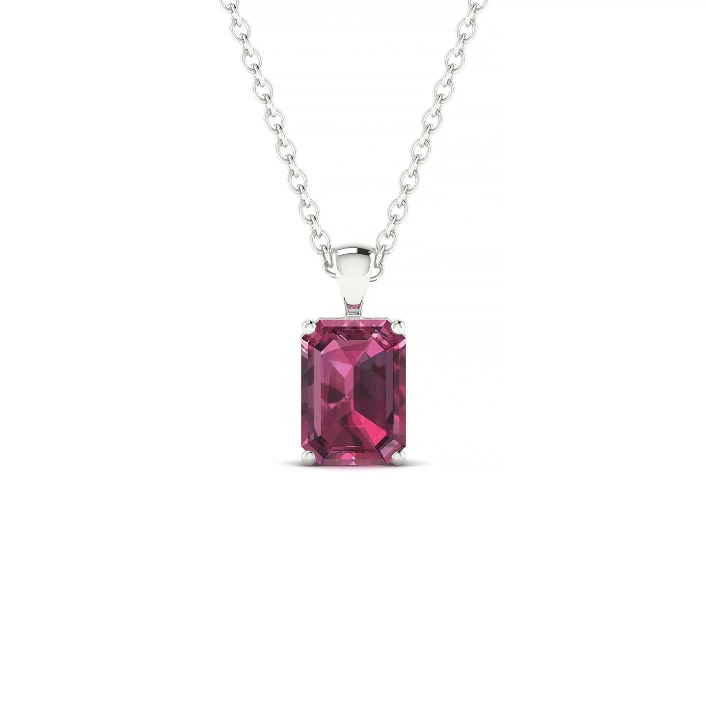 Reverse | 18k White Gold 7 x 5 mm Emerald Rhodolite Pendant
