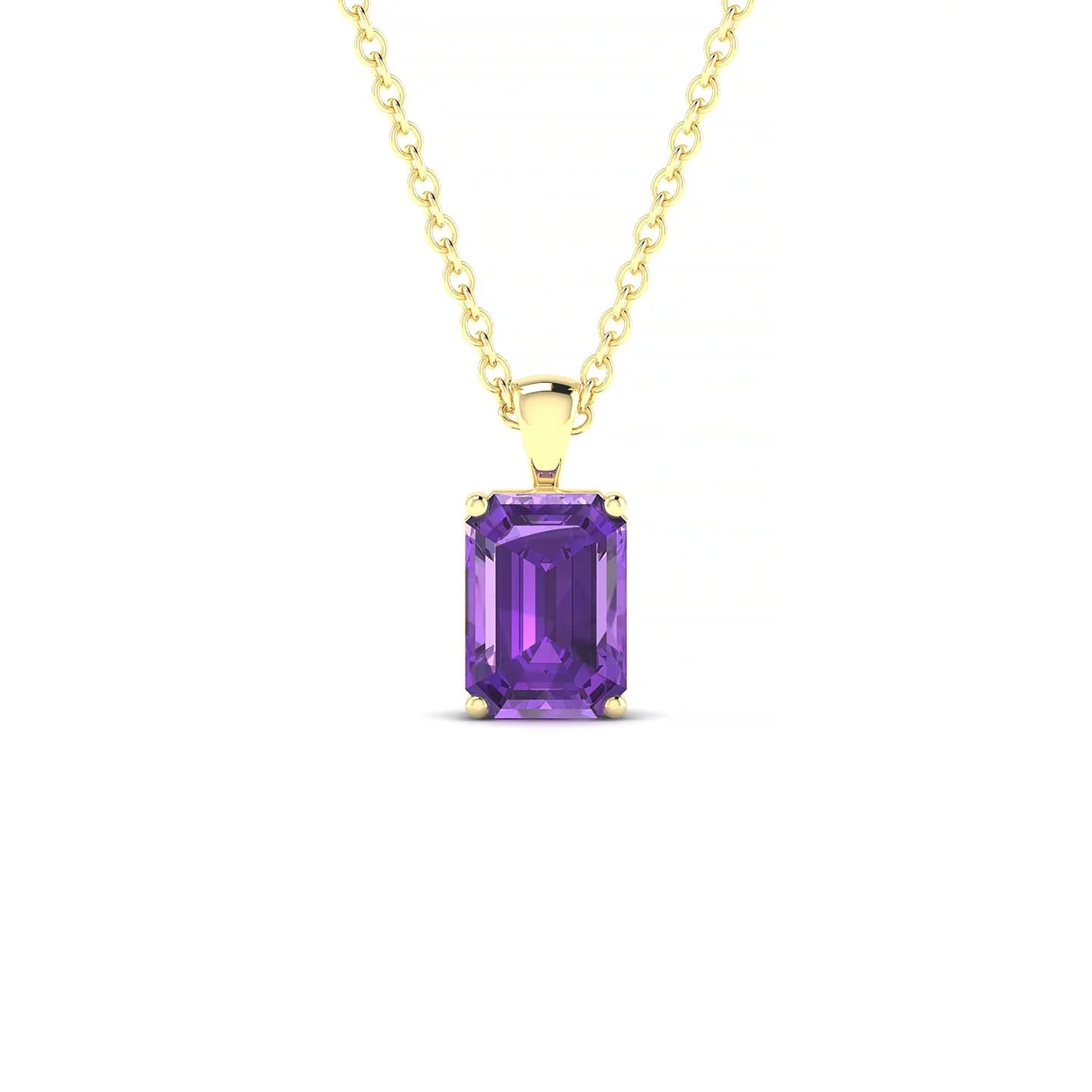 Reverse | 18k Yellow Gold 7 x 5 mm Emerald Amethyst Pendant