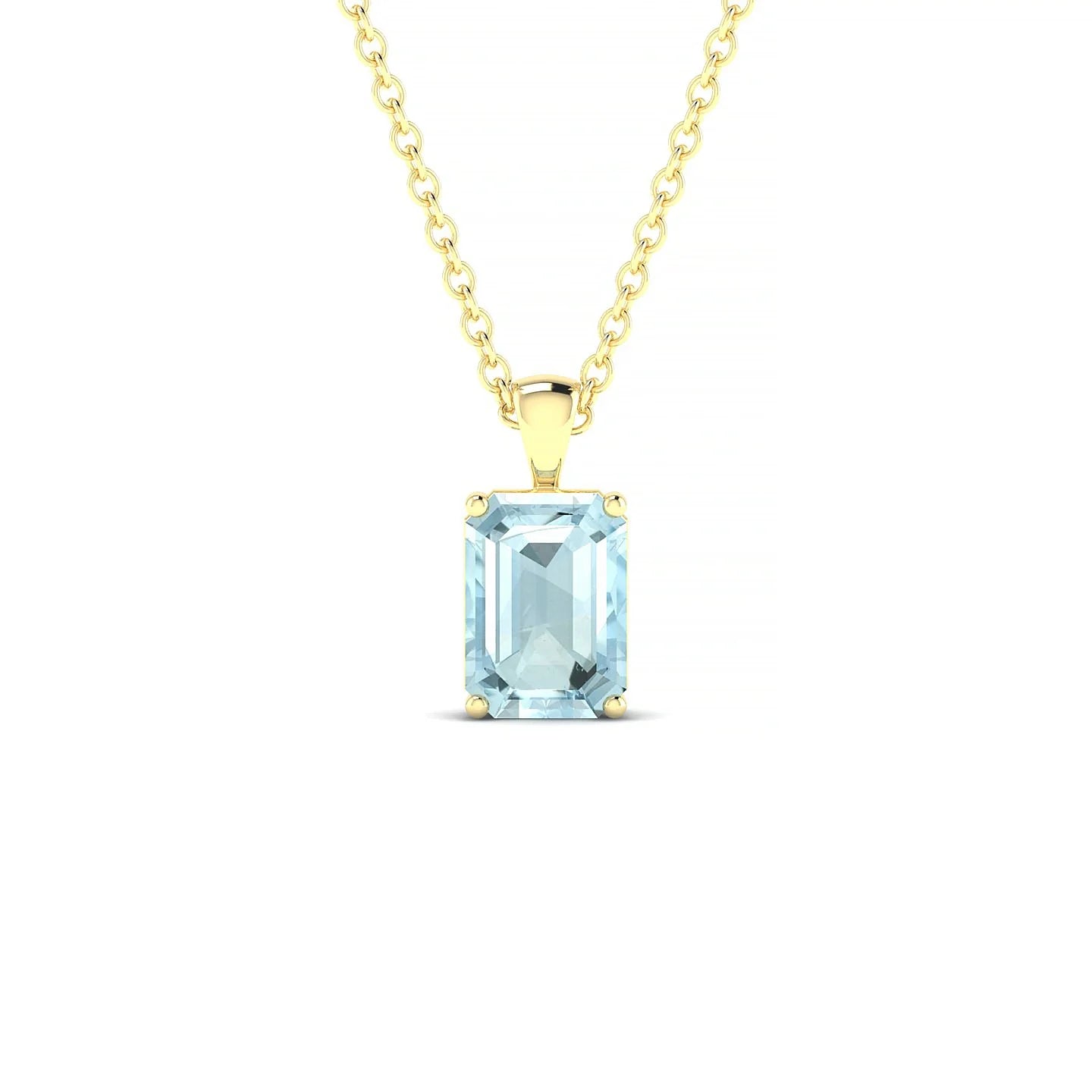 Reverse | 18k Yellow Gold 7 x 5 mm Emerald Aquamarine Pendant