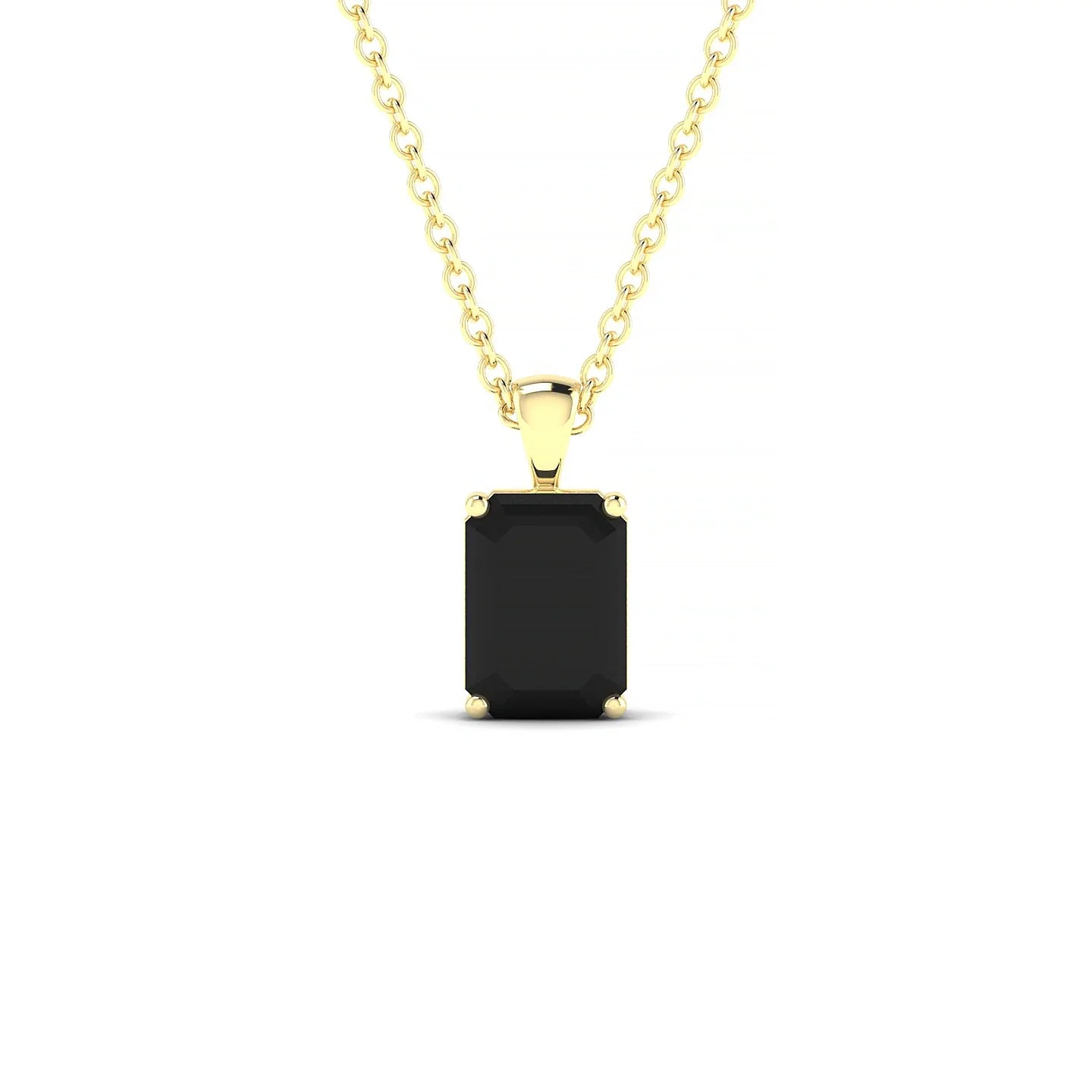Reverse | 18k Yellow Gold 7 x 5 mm Emerald Black Diamond Pendant