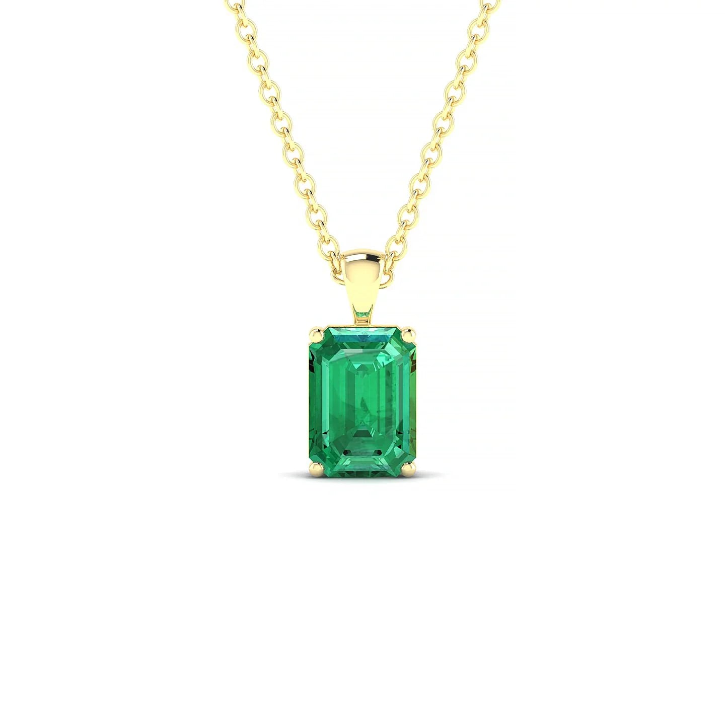 Reverse | 18k Yellow Gold 7 x 5 mm Emerald Emerald Pendant