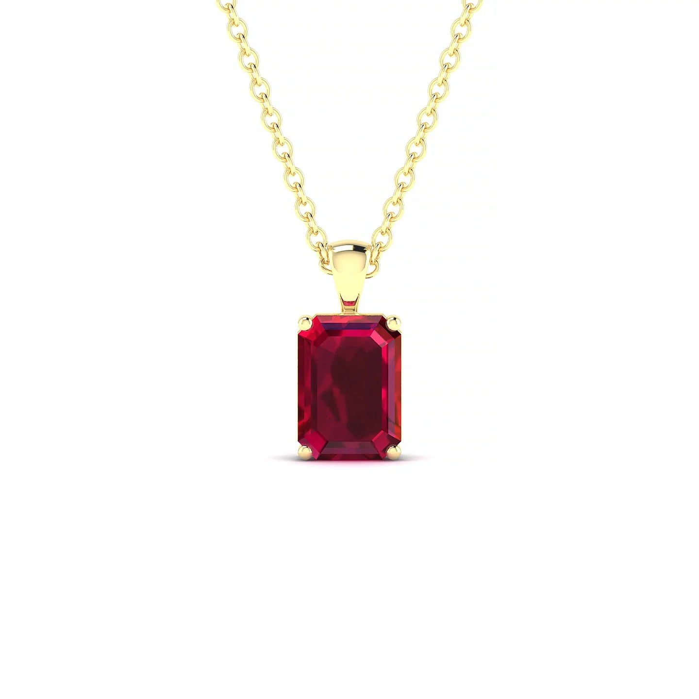 Reverse | 18k Yellow Gold 7 x 5 mm Emerald Ruby Pendant